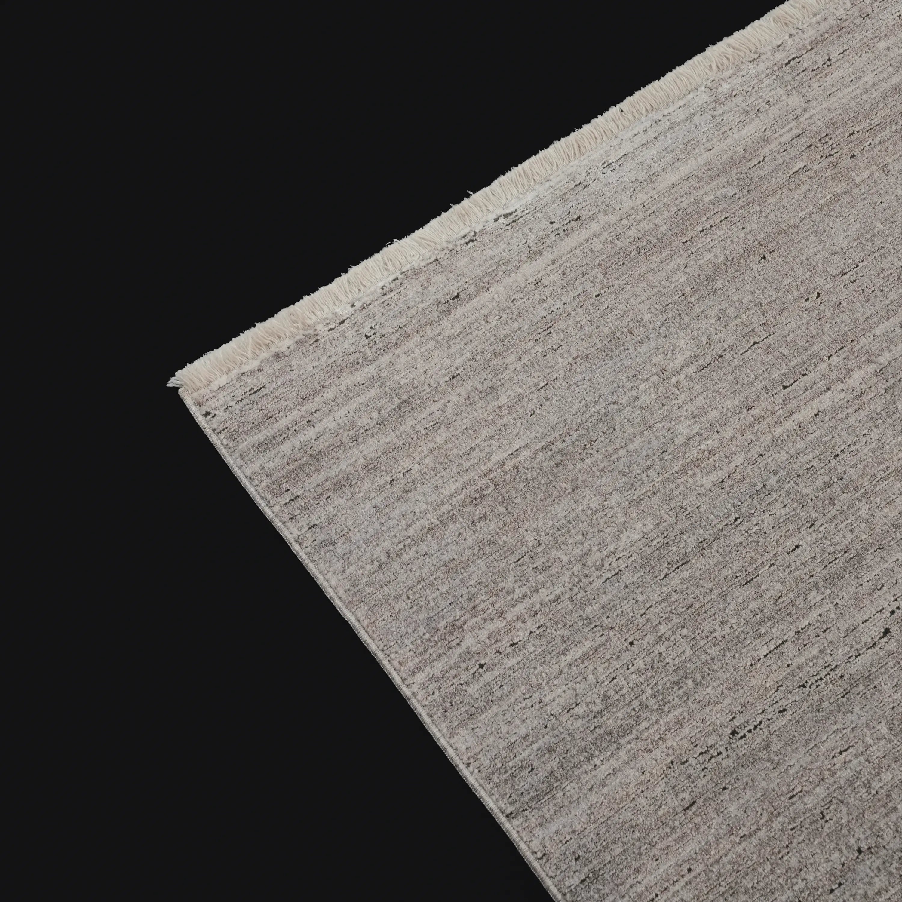 Simple Patterned Gray Viscose Rug