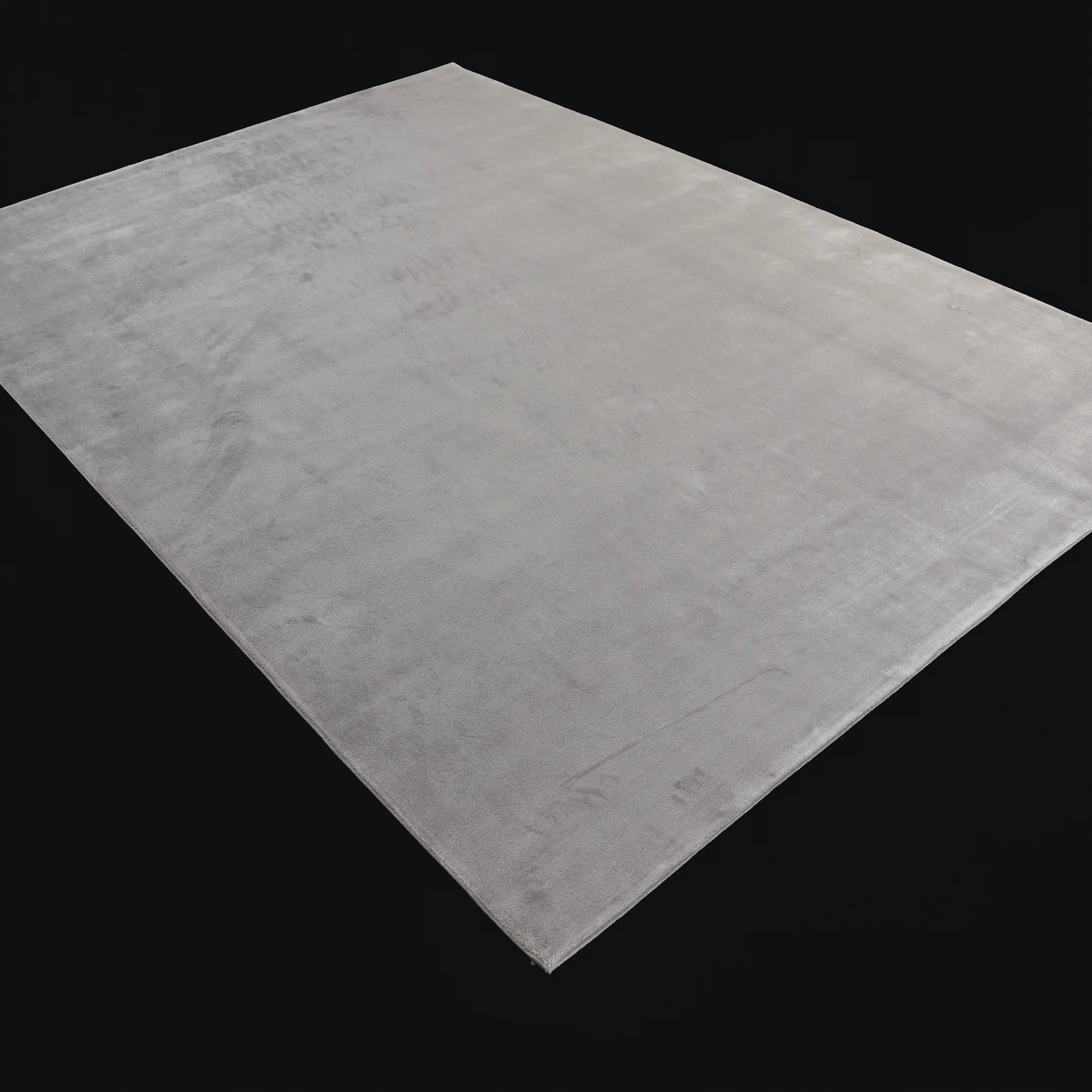 Plain Patterned Grey Viscose Rug