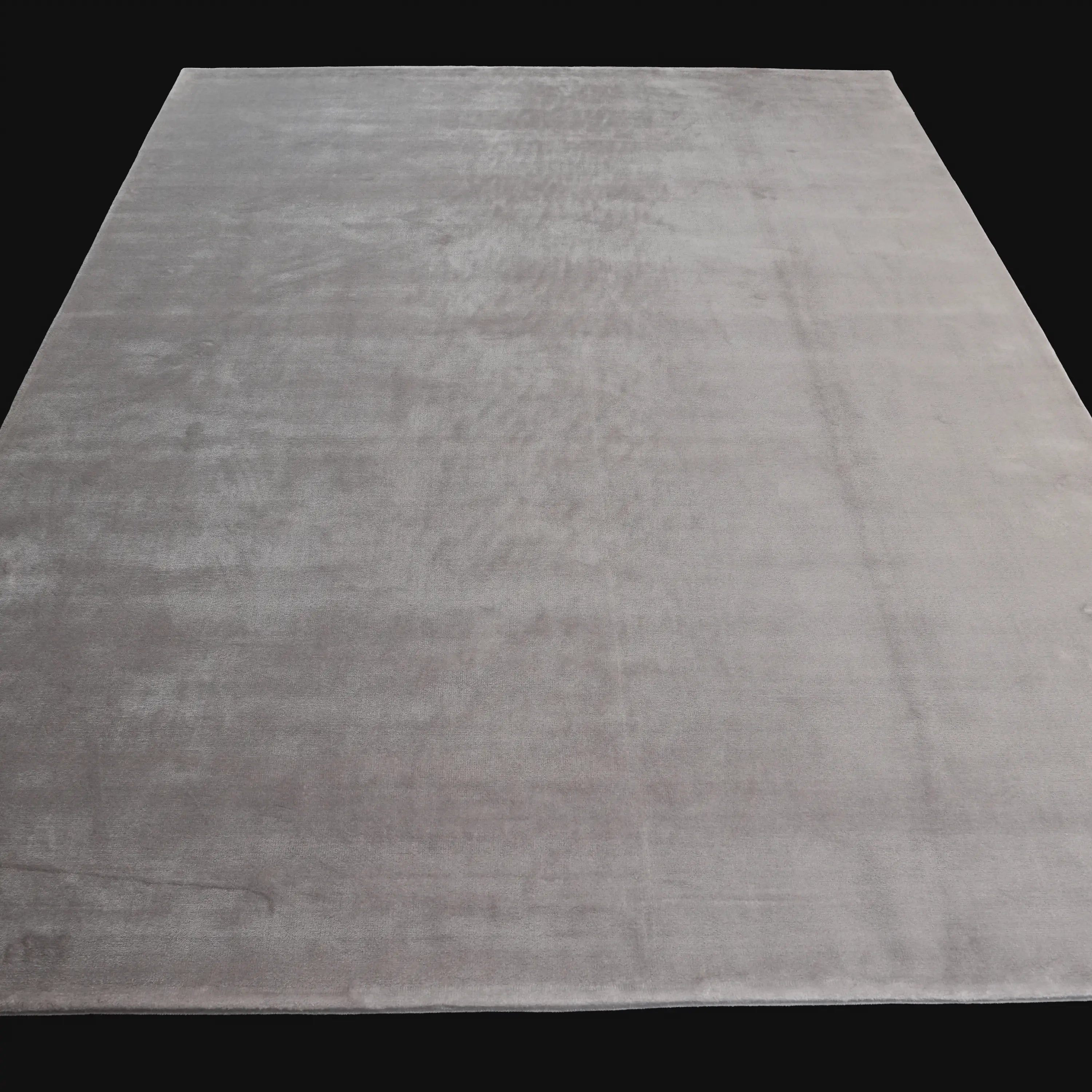 Plain Patterned Grey Viscose Rug