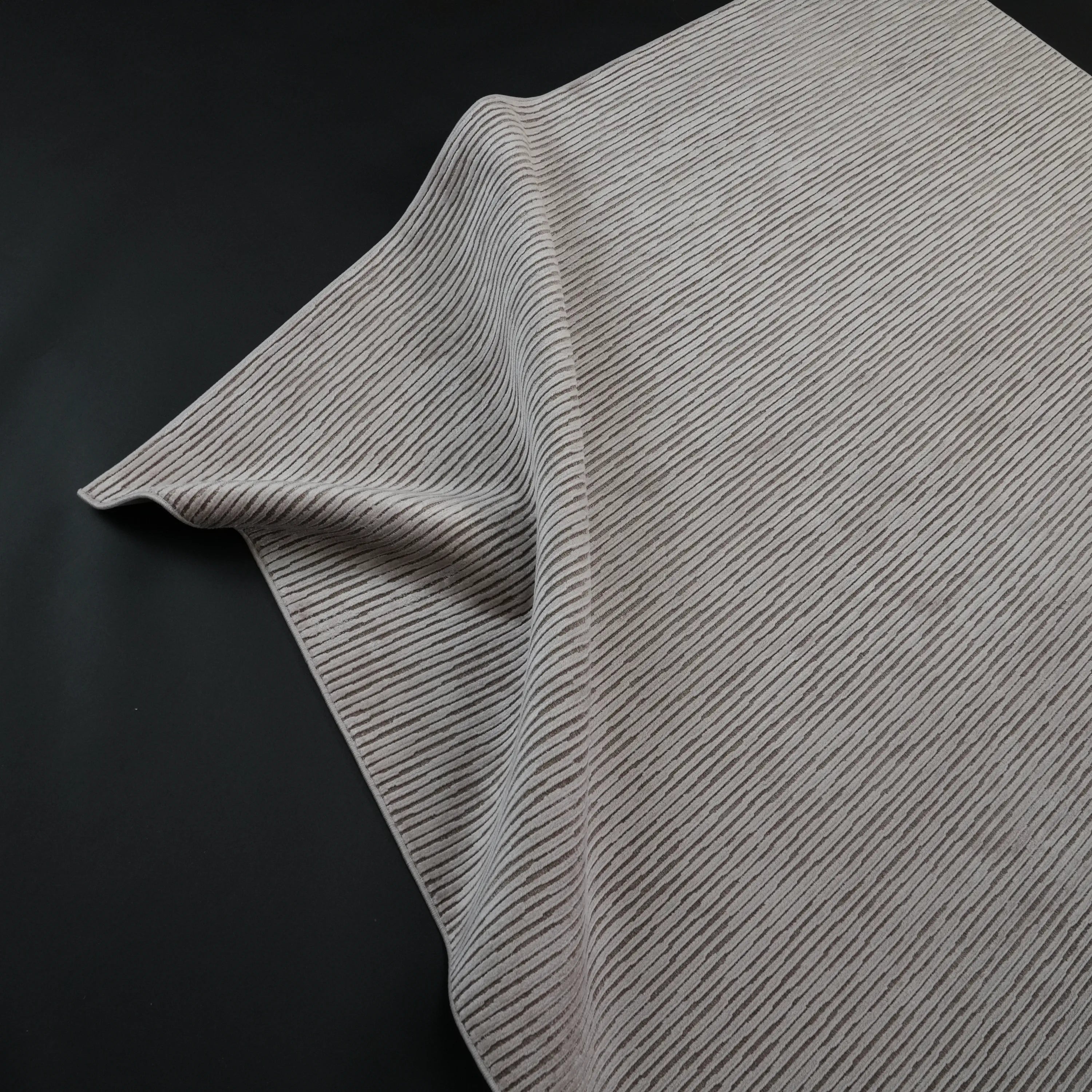 Plain Patterned Gray Viscose Rug