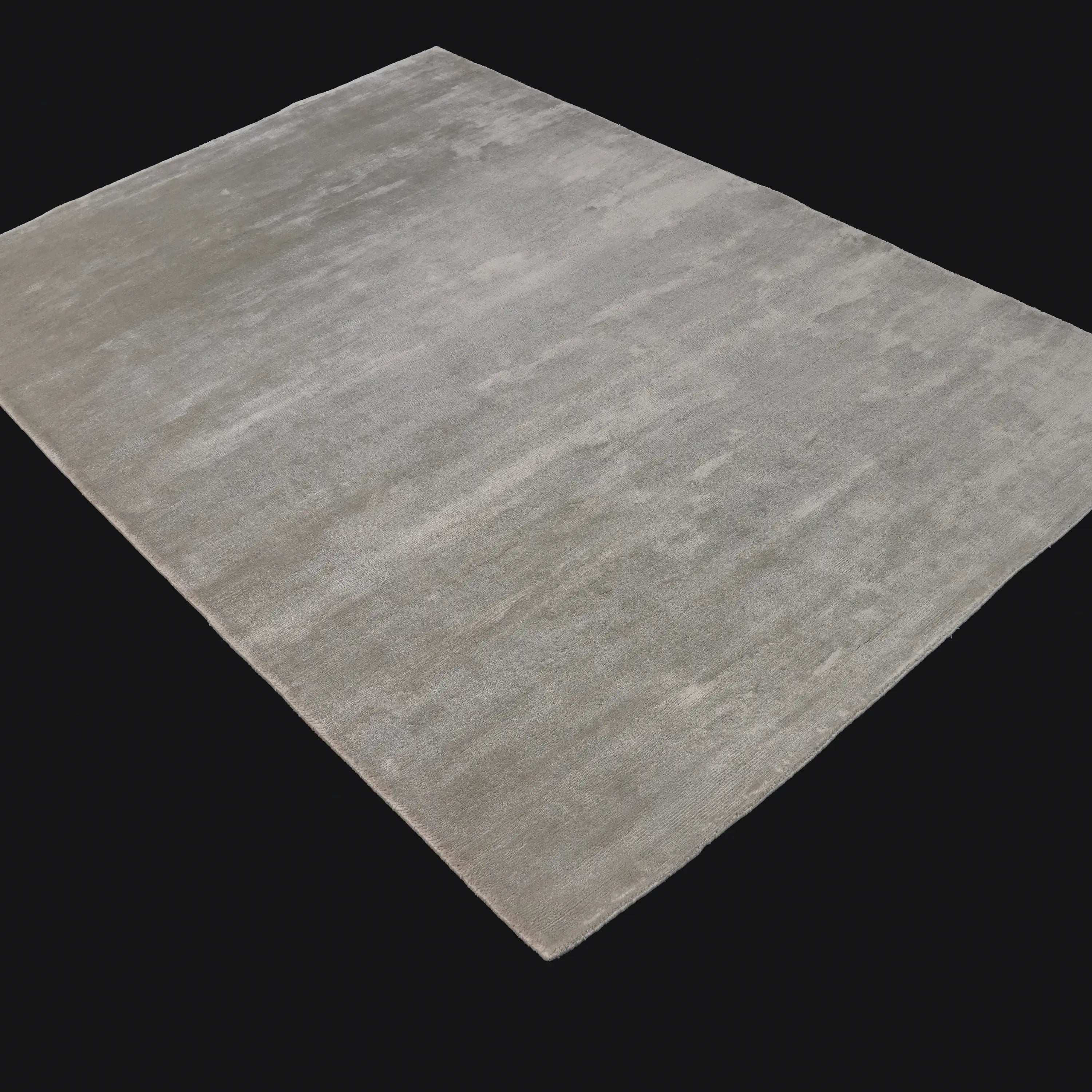 Plain Patterned Grey Viscose Loom Woven Rug