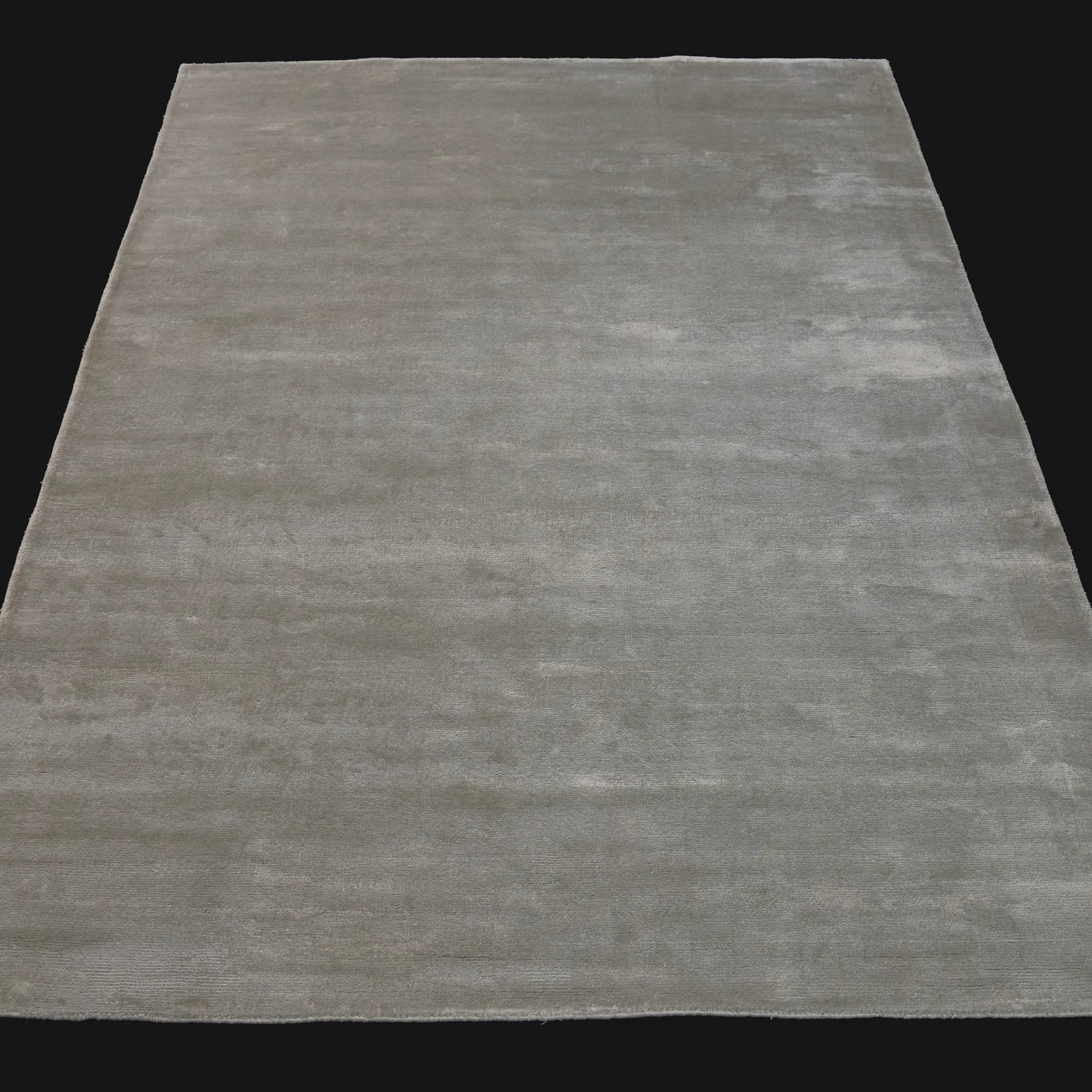 Plain Patterned Grey Viscose Loom Woven Rug