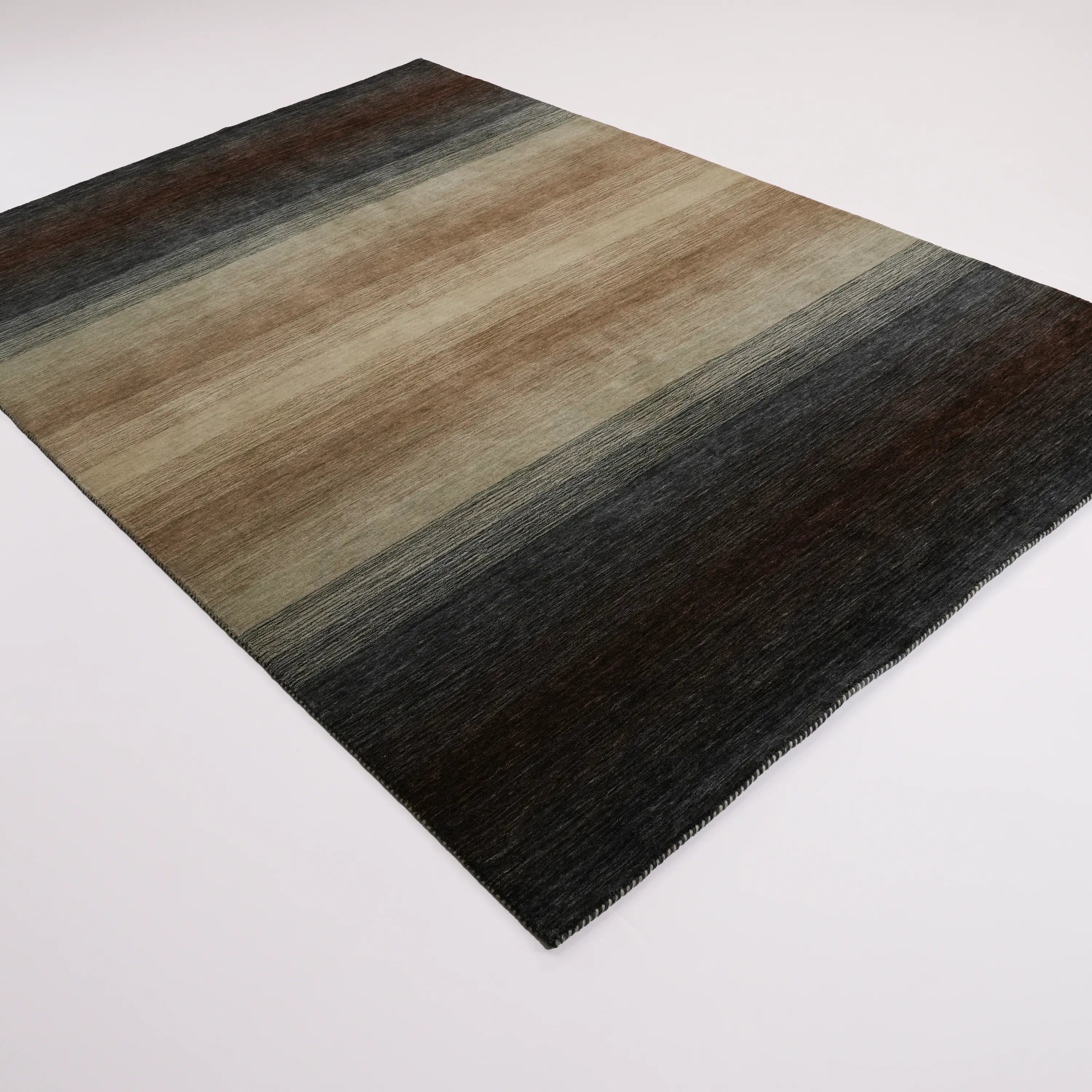 Plain Patterned Gray Wool Loom Woven Rug