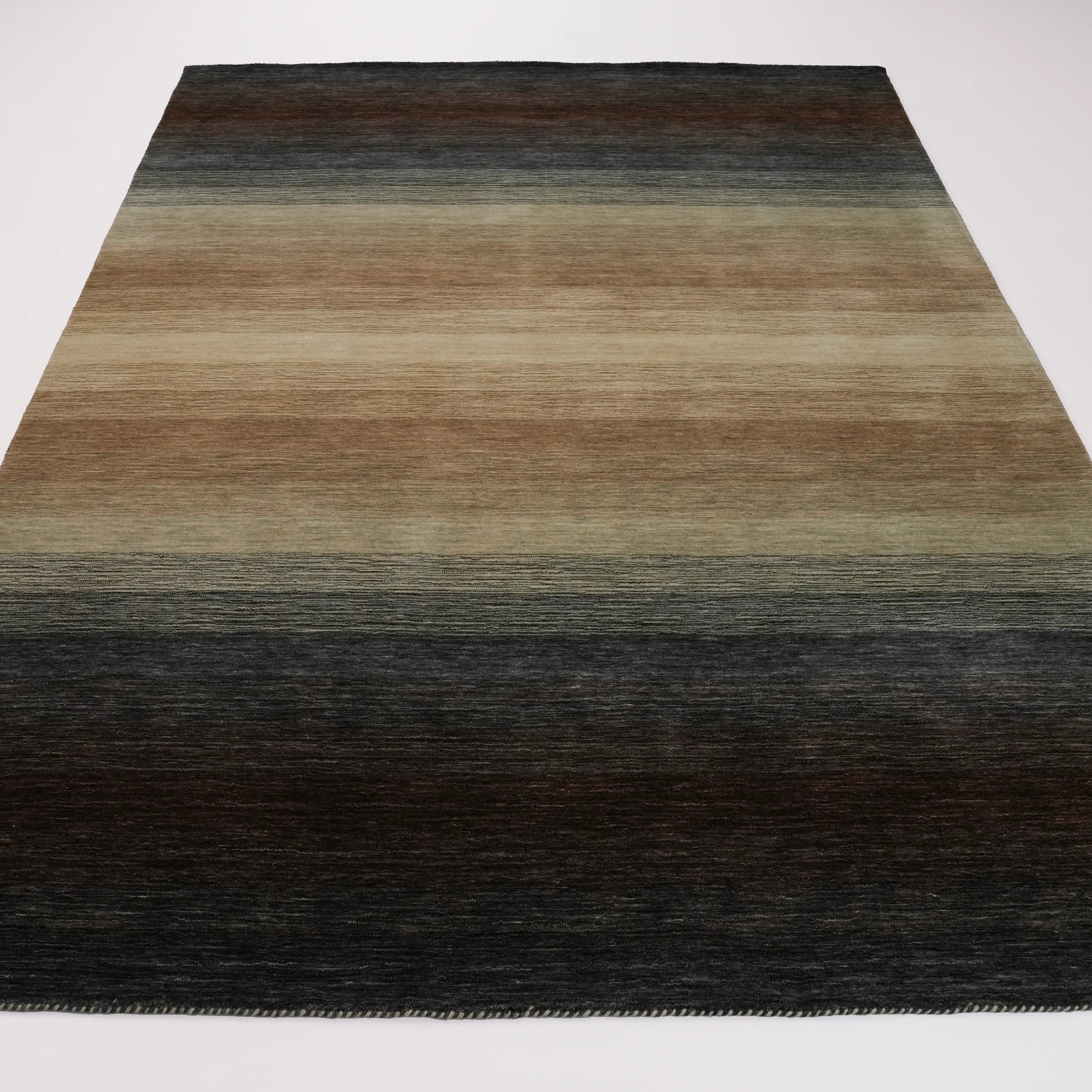 Plain Patterned Gray Wool Loom Woven Rug