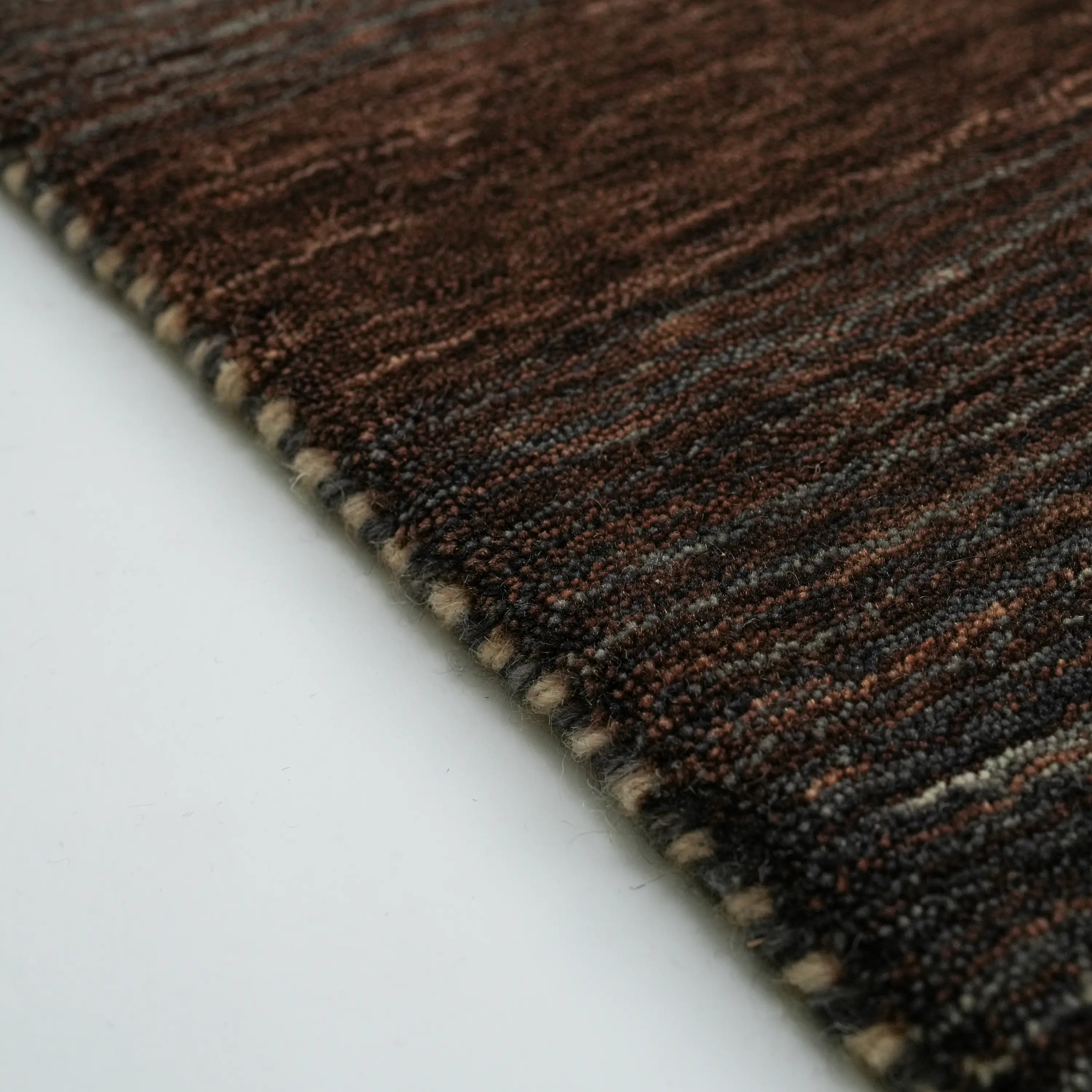 Plain Patterned Gray Wool Loom Woven Rug