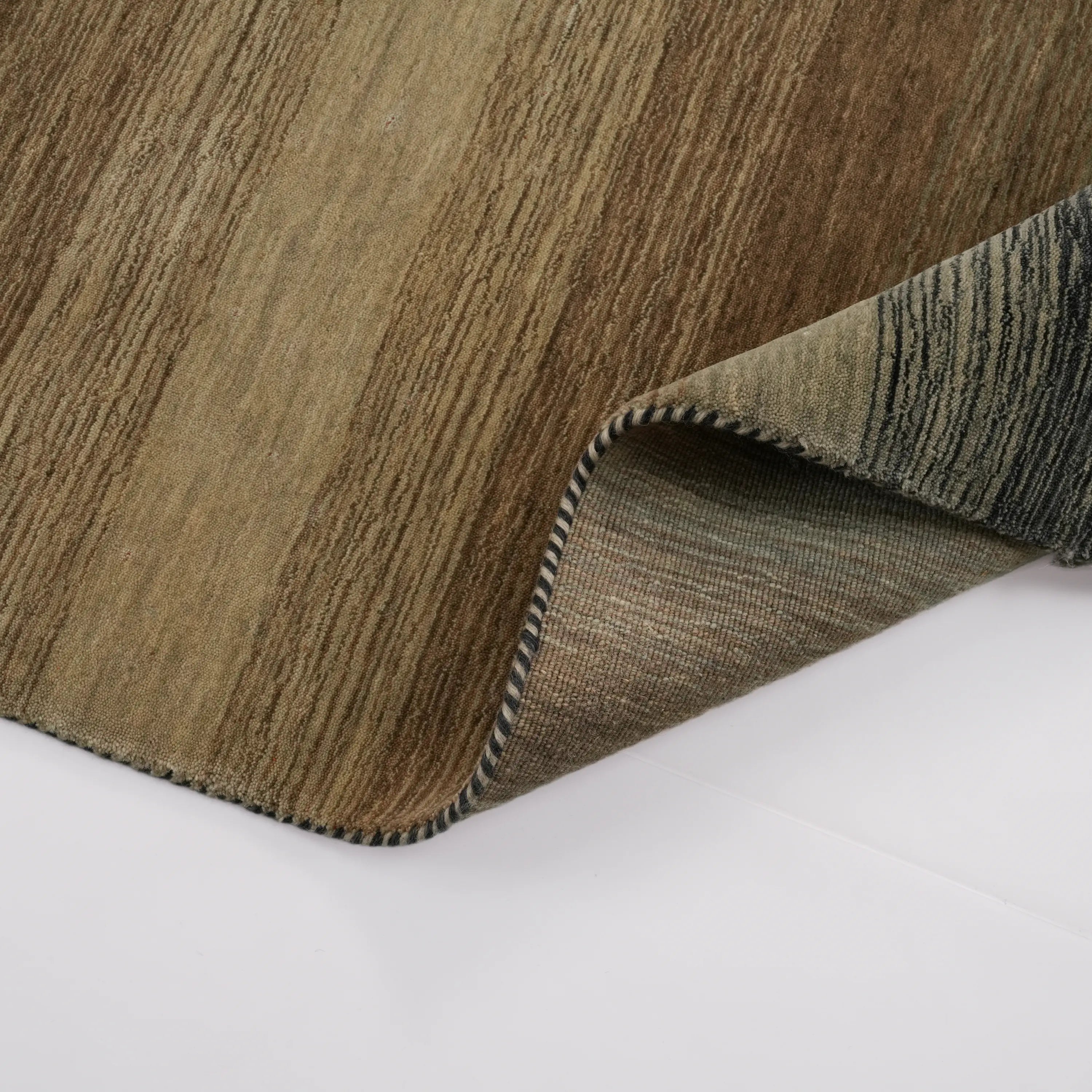 Plain Patterned Gray Wool Loom Woven Rug