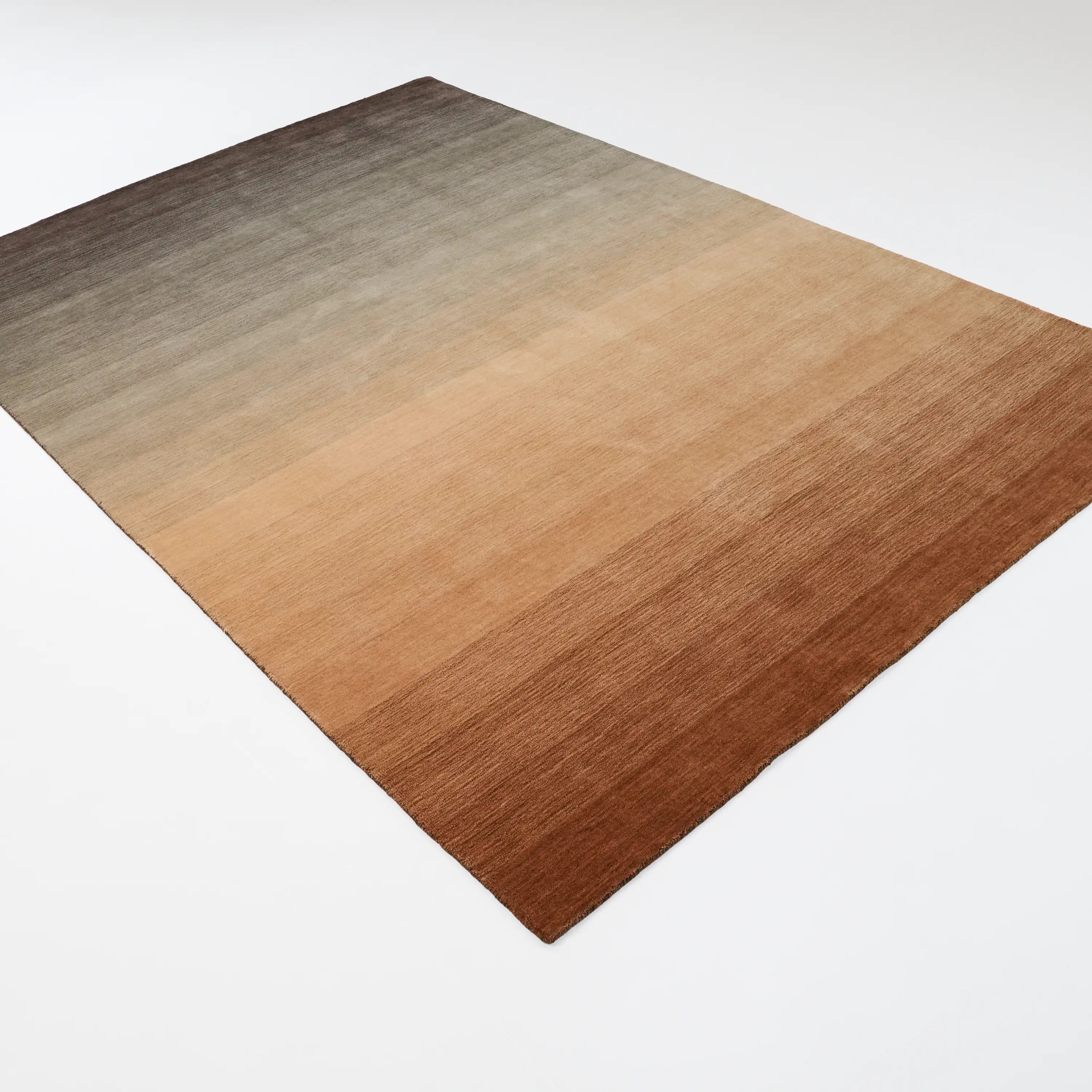 Plain Patterned Brown Wool Loom Woven Rug