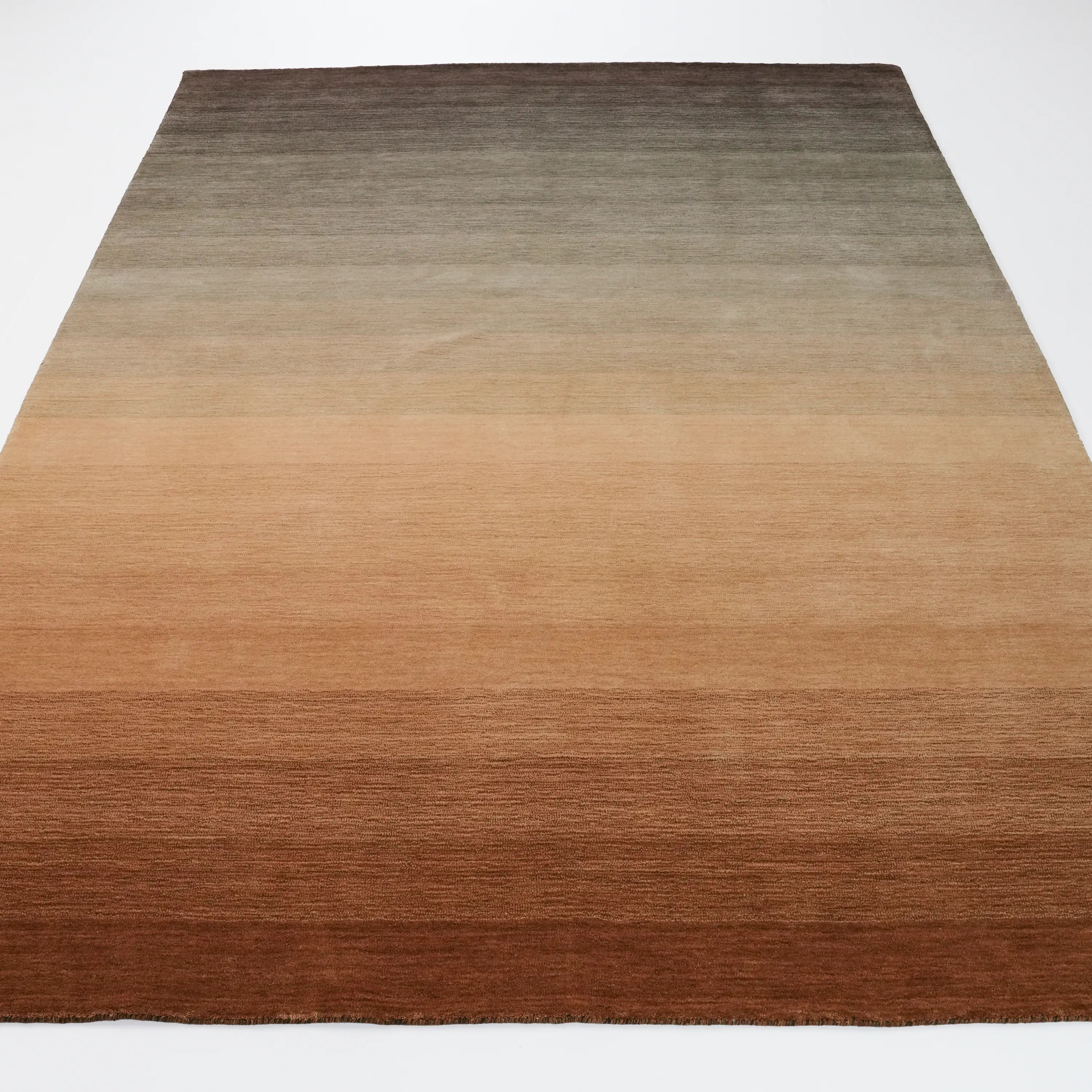 Plain Patterned Brown Wool Loom Woven Rug
