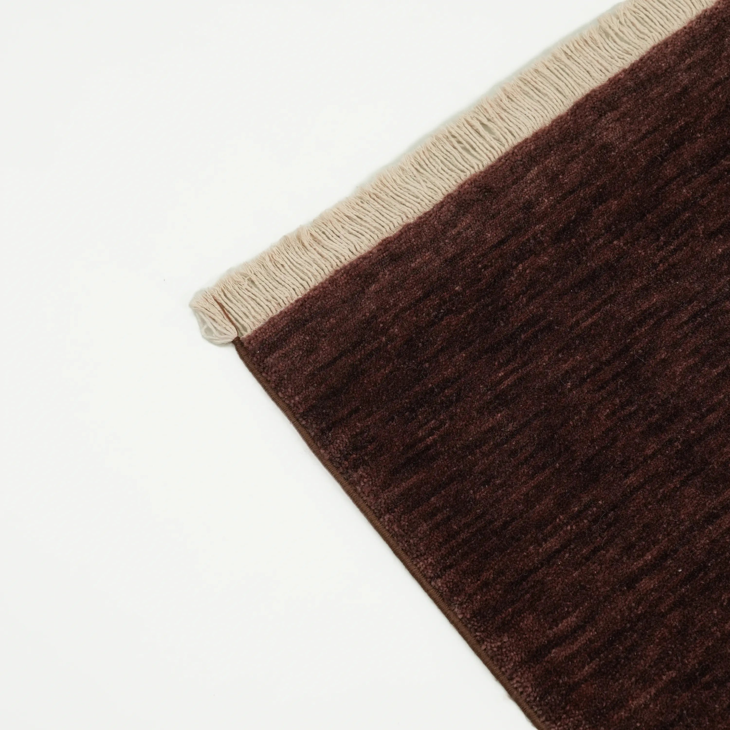 Plain Patterned Brown Wool Loom Woven Prayer Rug Rug