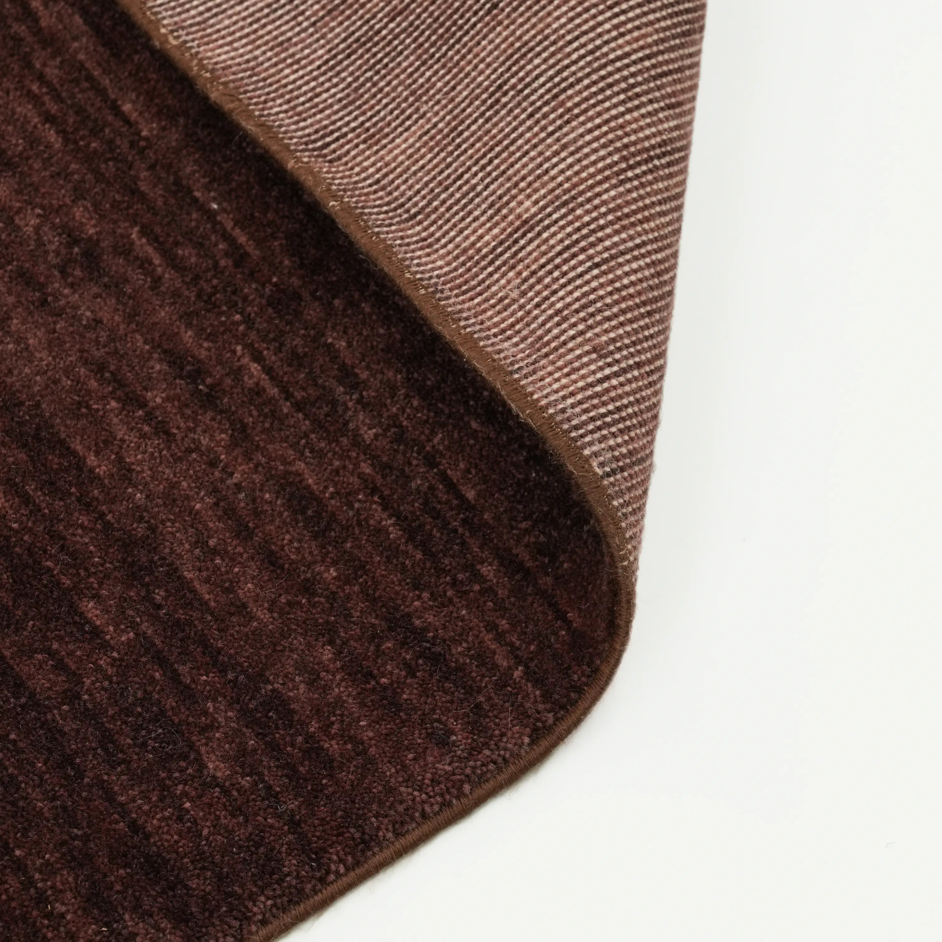 Plain Patterned Brown Wool Loom Woven Prayer Rug Rug