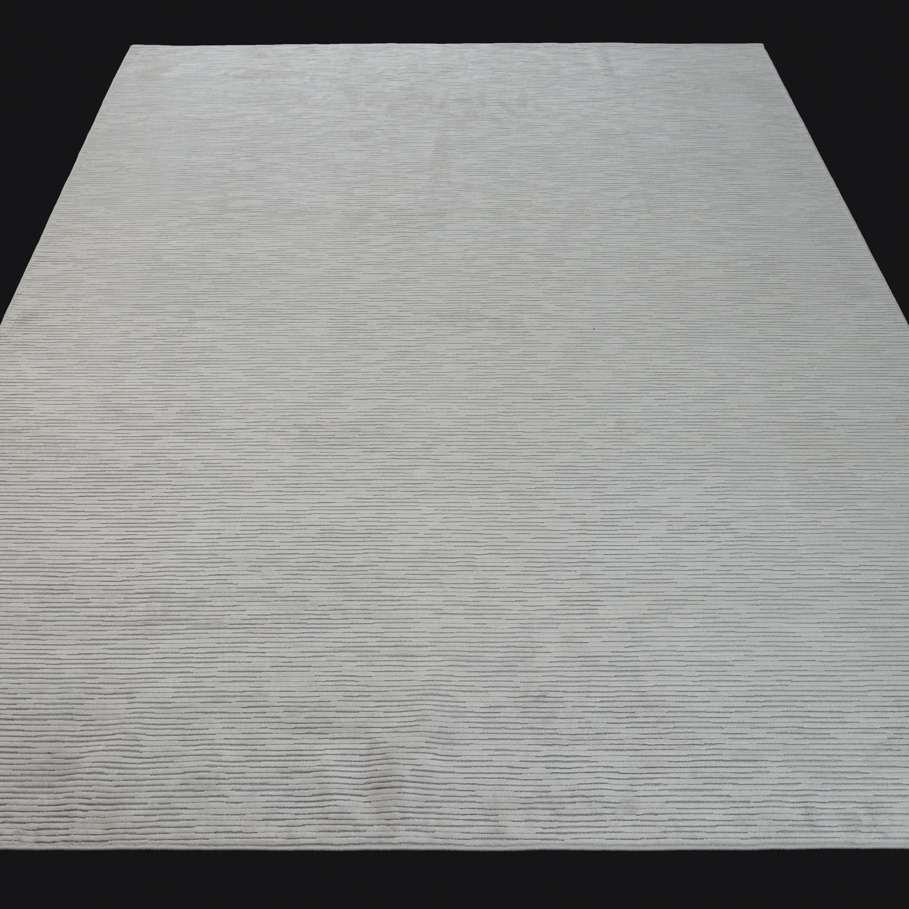 Plain Patterned Cream Viscose Rug