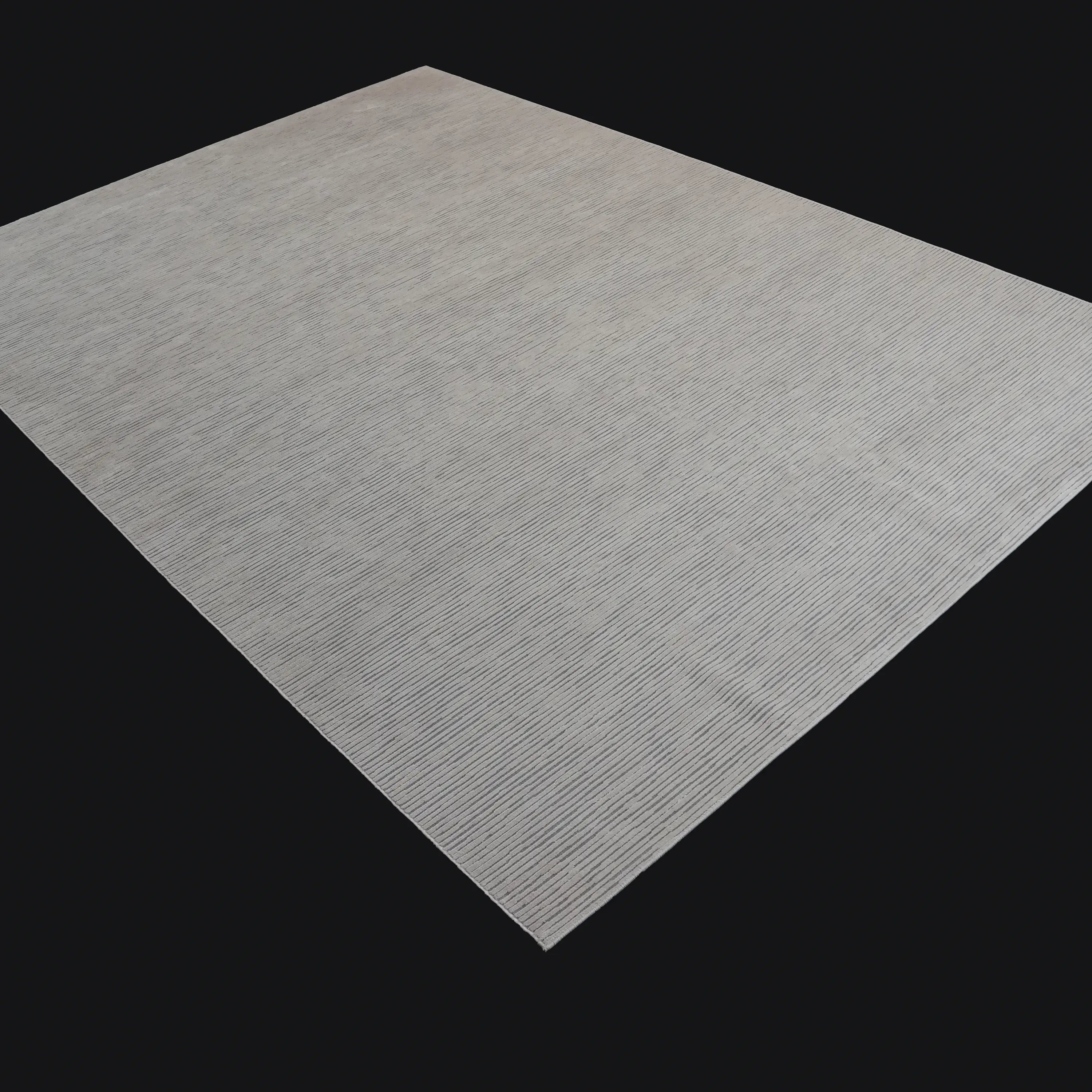 Plain Patterned Cream Viscose Rug