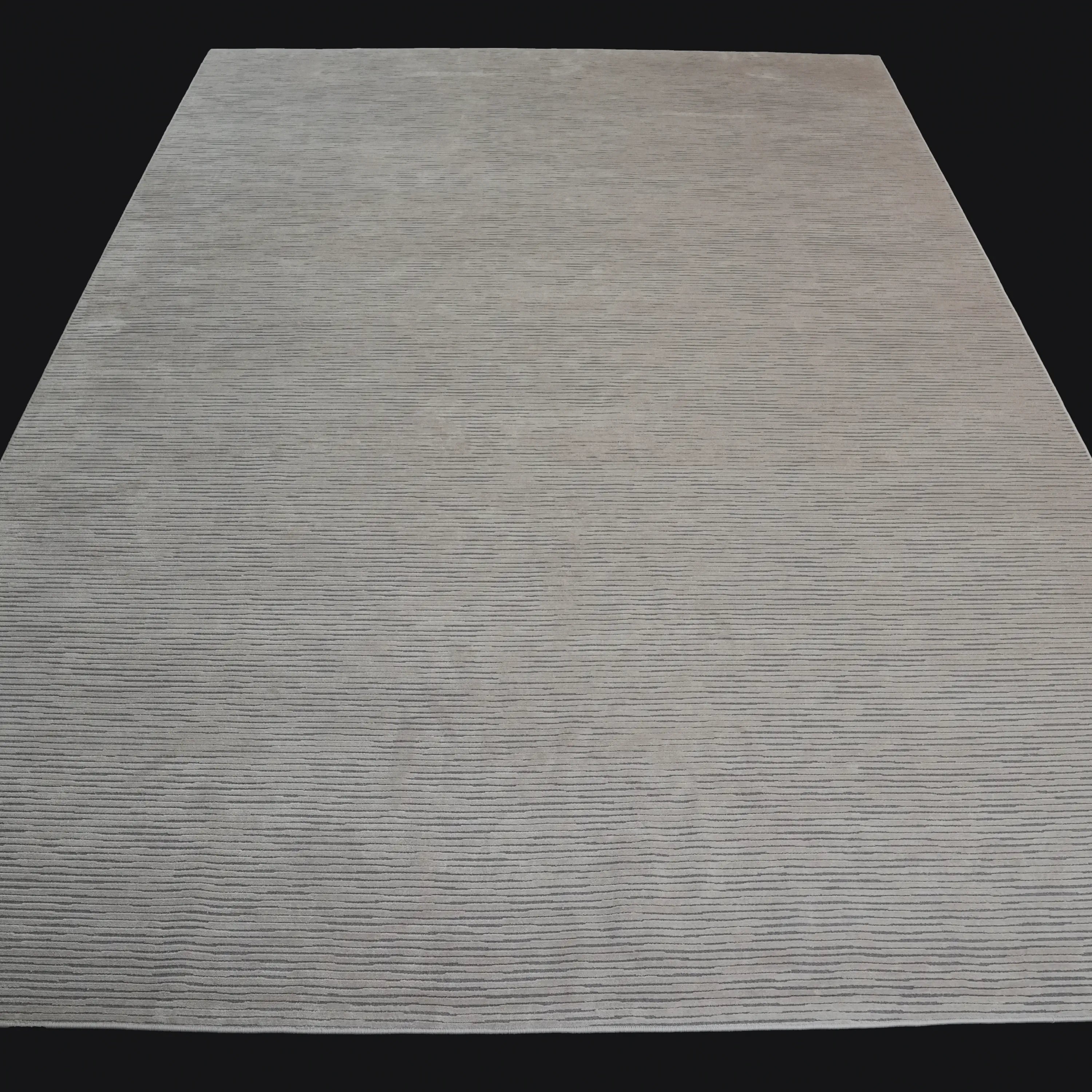 Plain Patterned Cream Viscose Rug