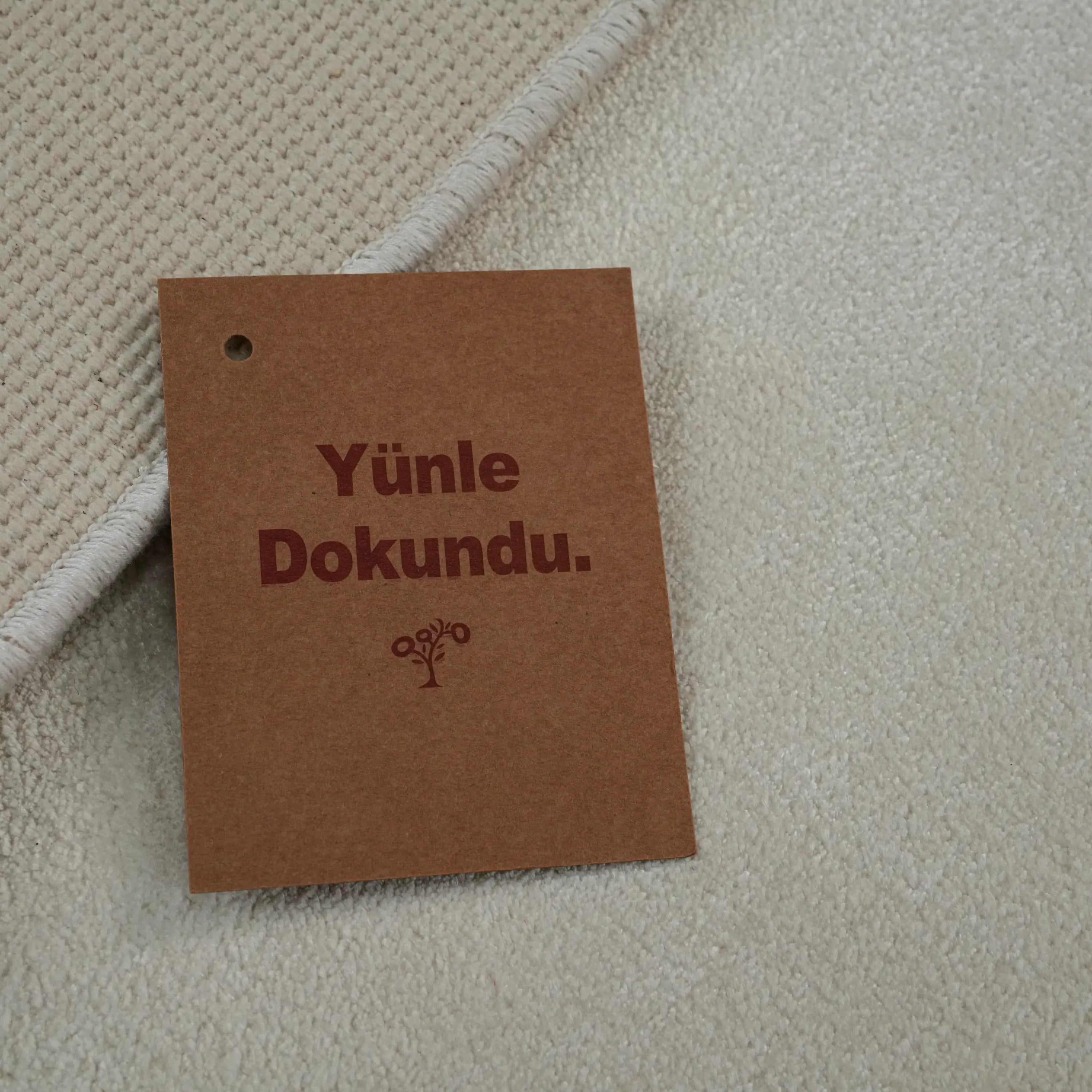 Simple Patterned Cream Viscose Rug