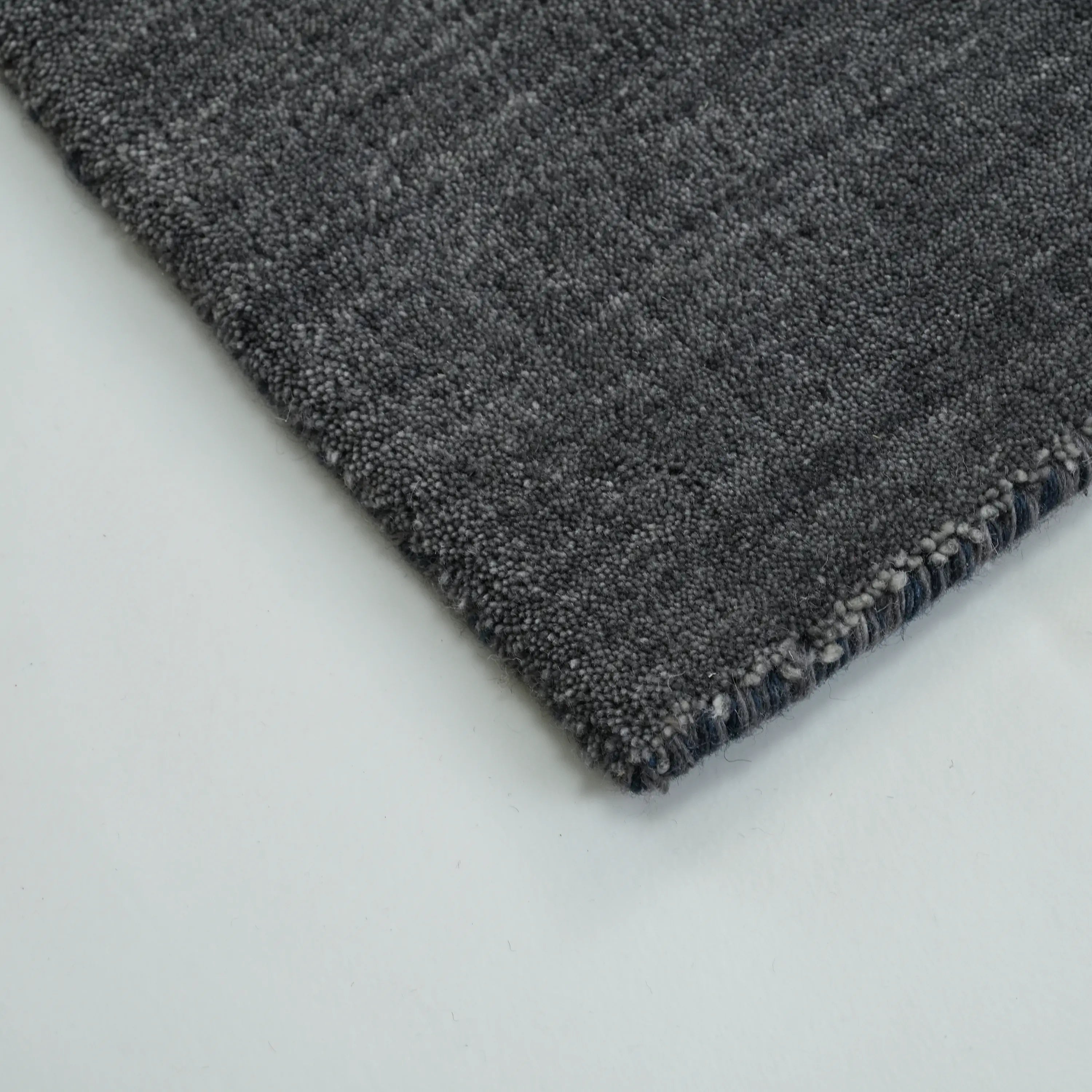 Plain Patterned Navy Wool Loom Woven Rug