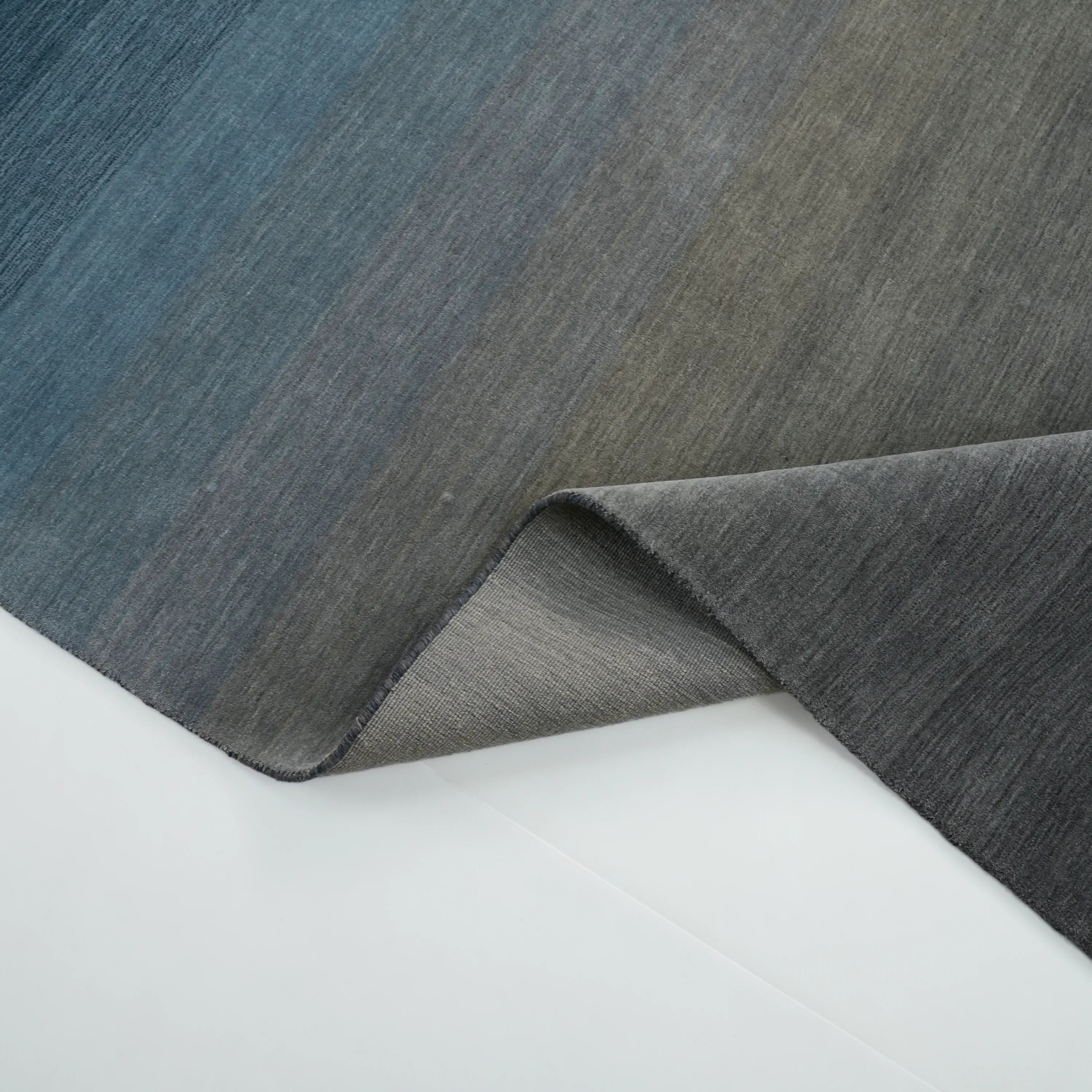 Plain Patterned Navy Wool Loom Woven Rug