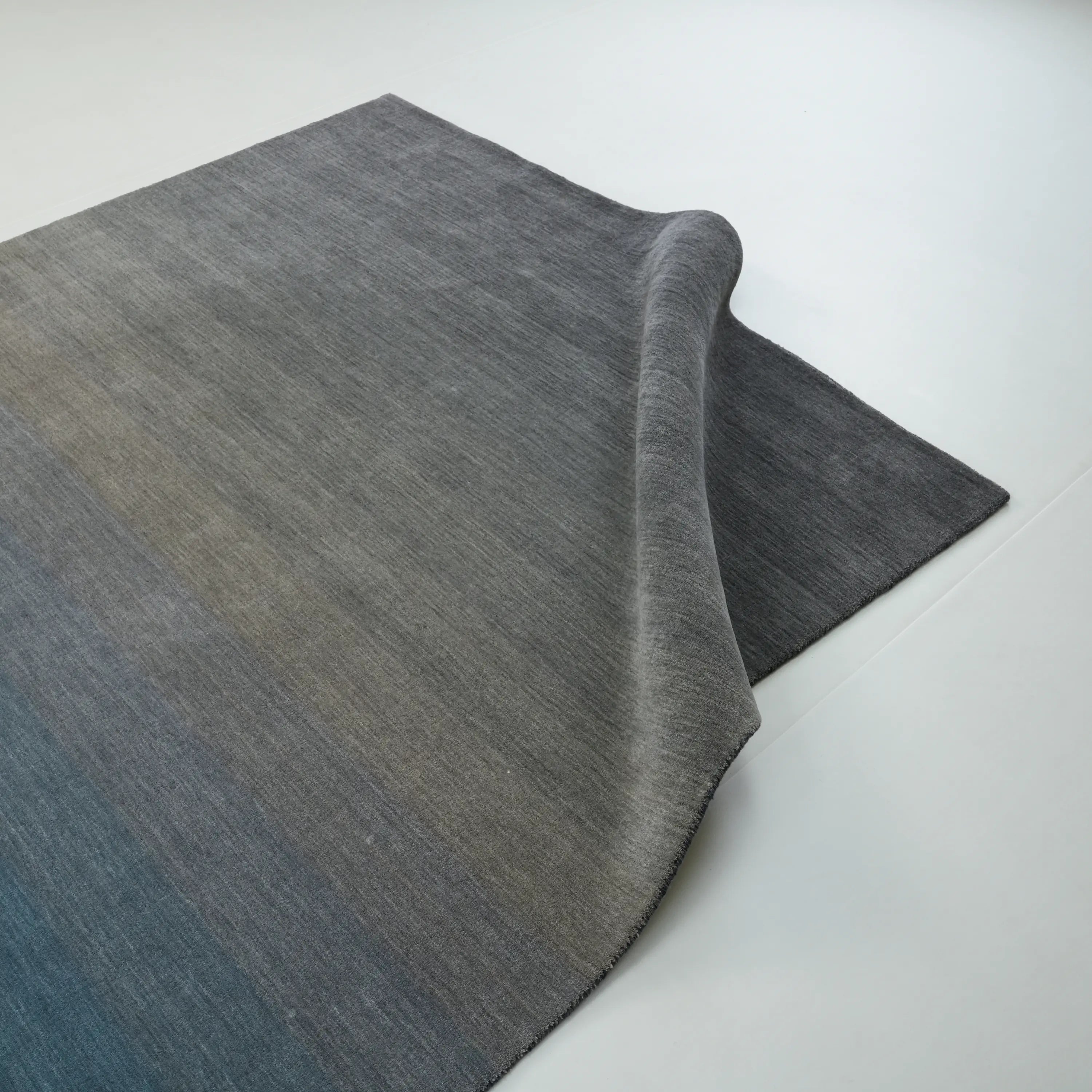 Plain Patterned Navy Wool Loom Woven Rug