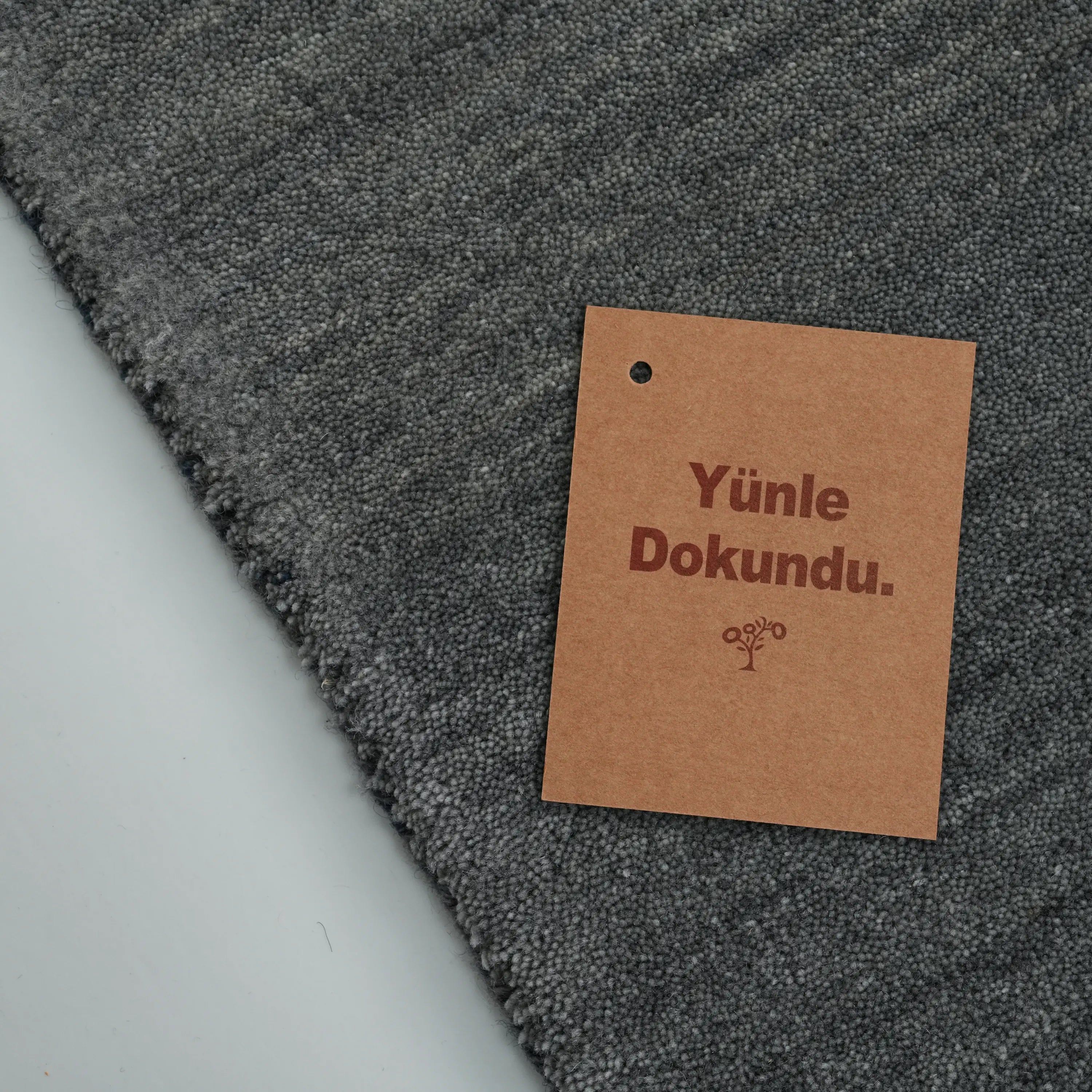 Plain Patterned Navy Wool Loom Woven Rug