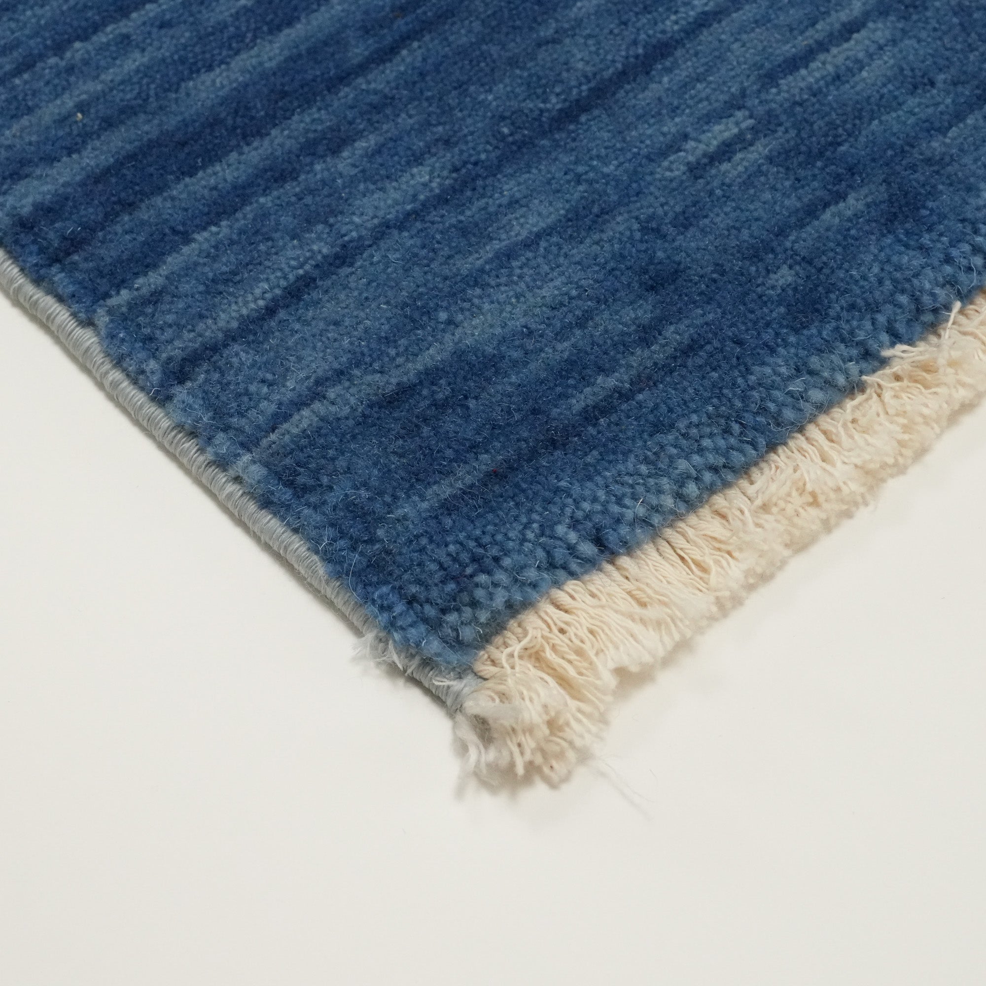 Plain Patterned Blue Wool Carpet