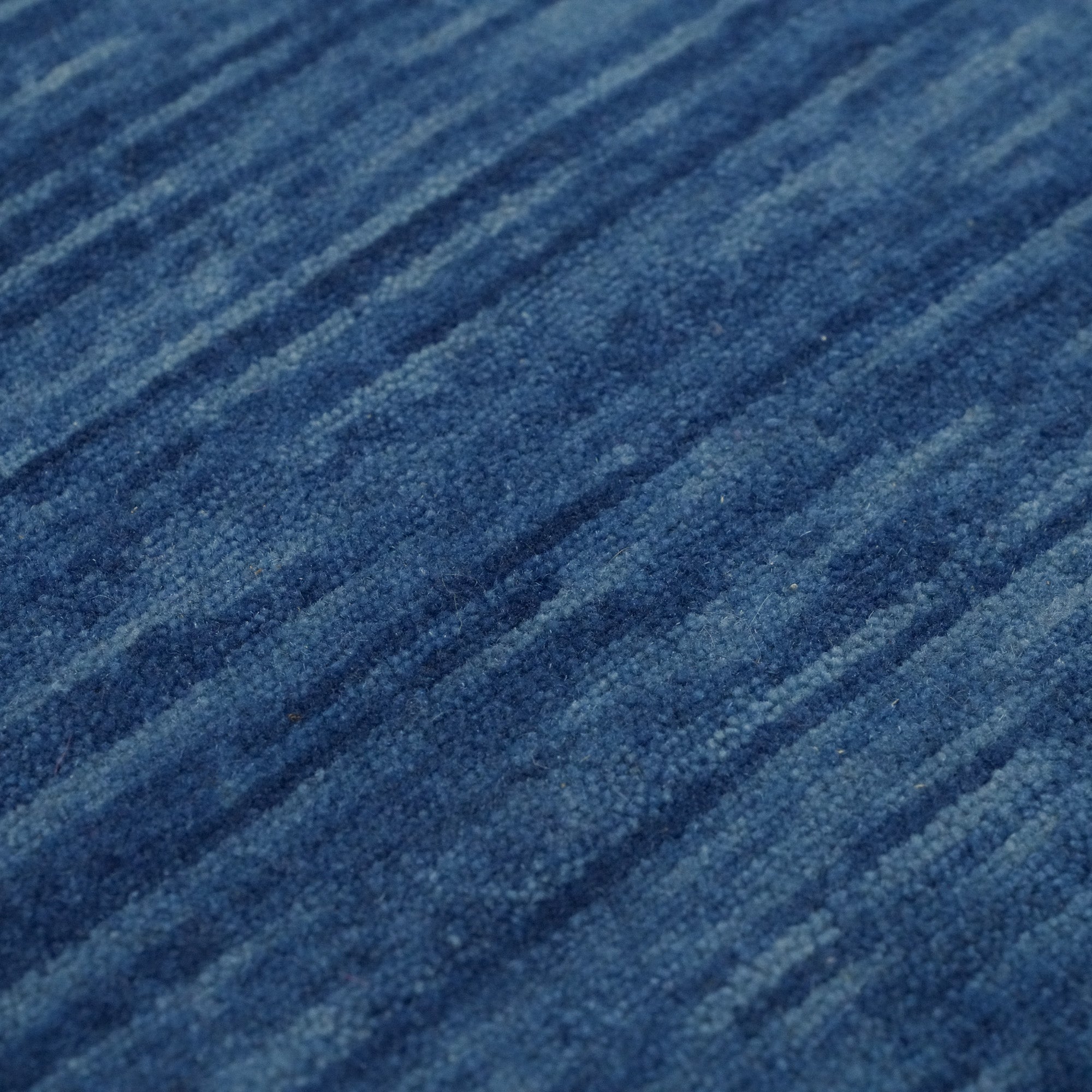 Plain Patterned Blue Wool Carpet