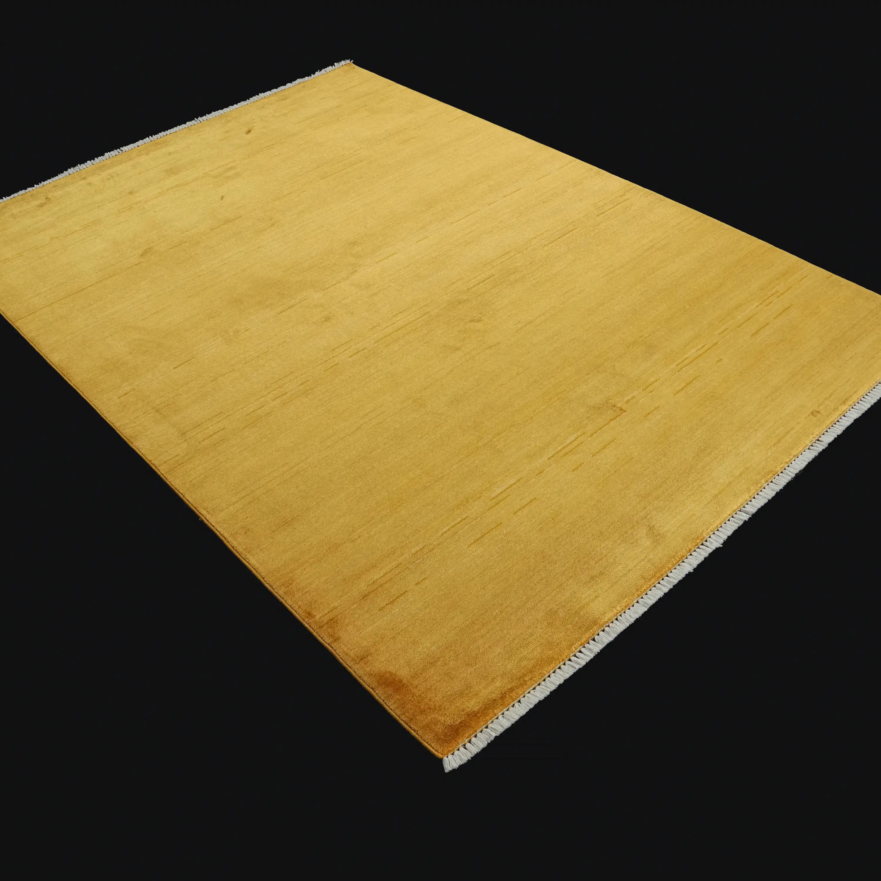 Sade Desenli Sarı Viskon Halı