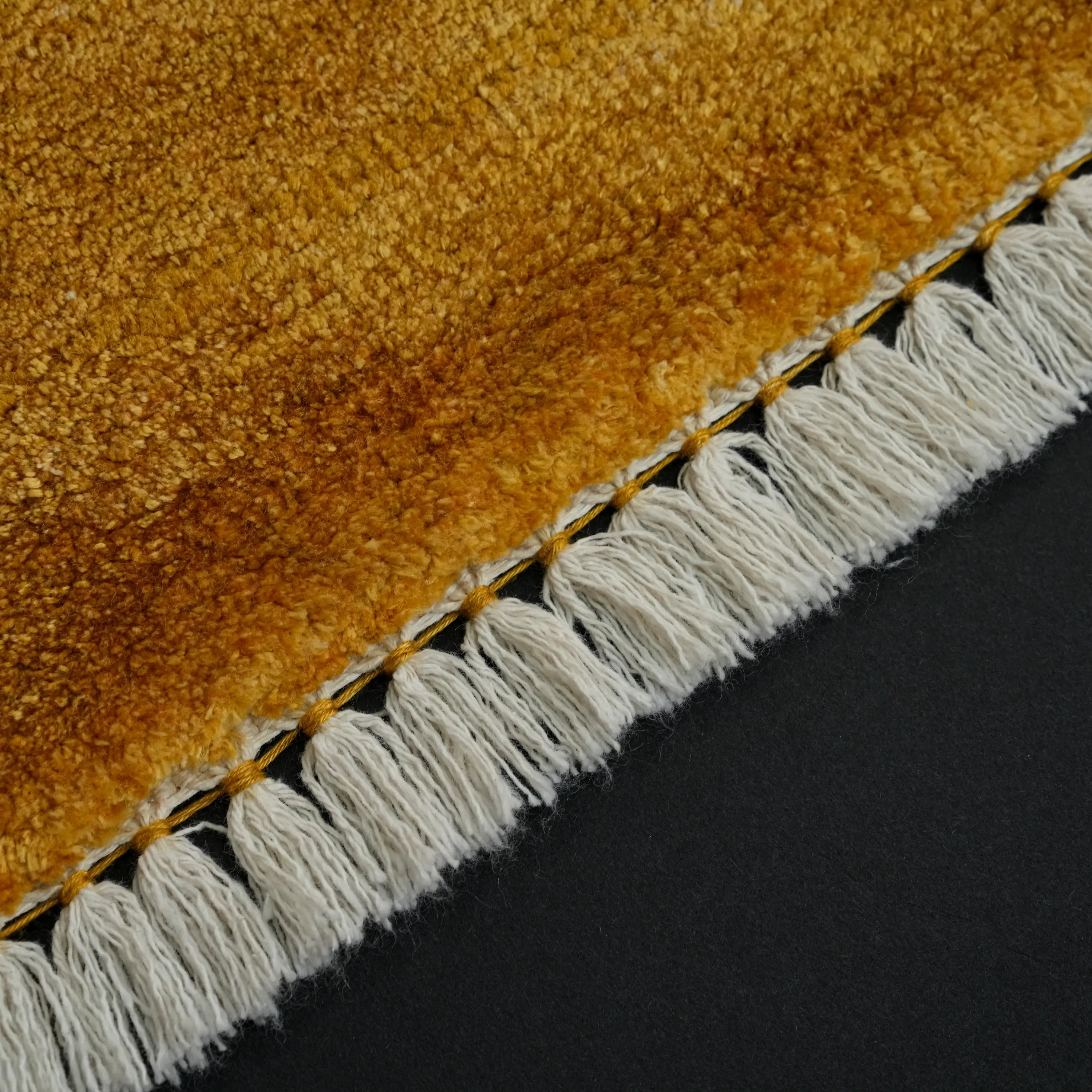 Simple Patterned Yellow Viscose Rug