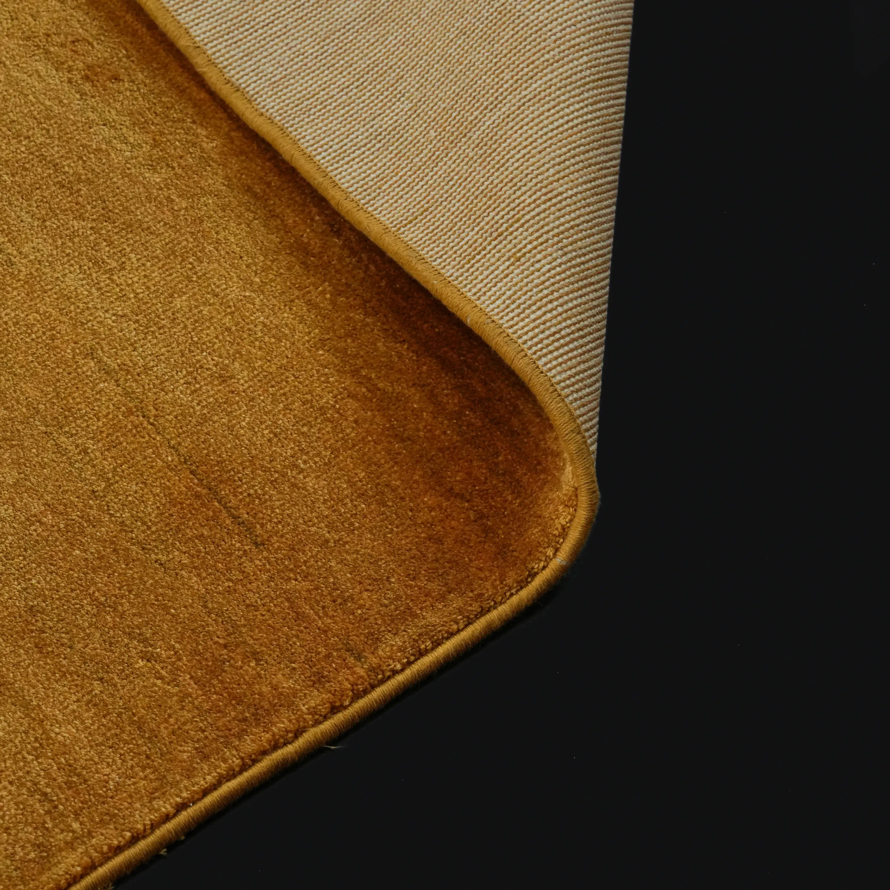 Simple Patterned Yellow Viscose Rug