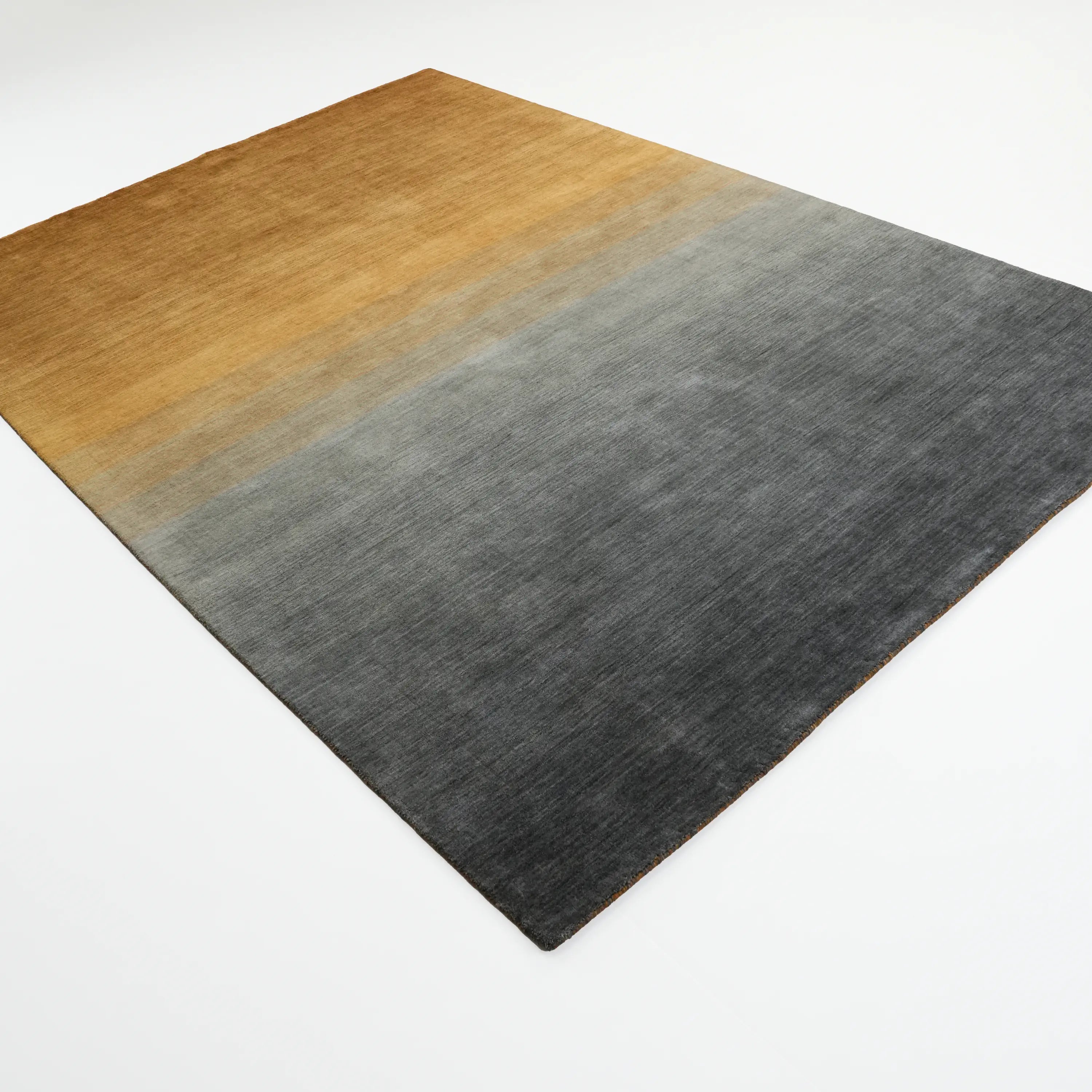 Plain Patterned Yellow Wool Loom Woven Rug