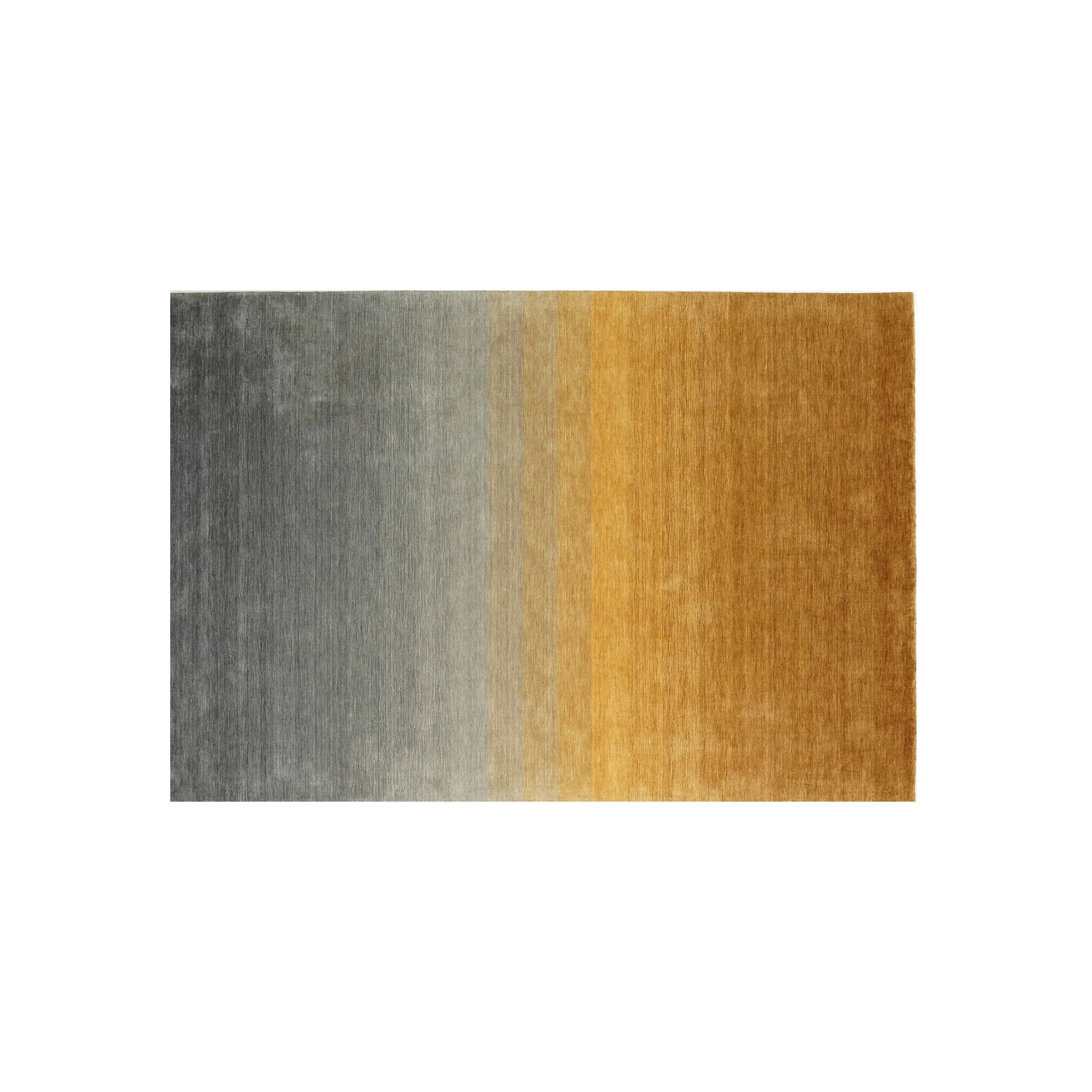 Simple Patterned Yellow-Grey Wool Loom Woven Rug