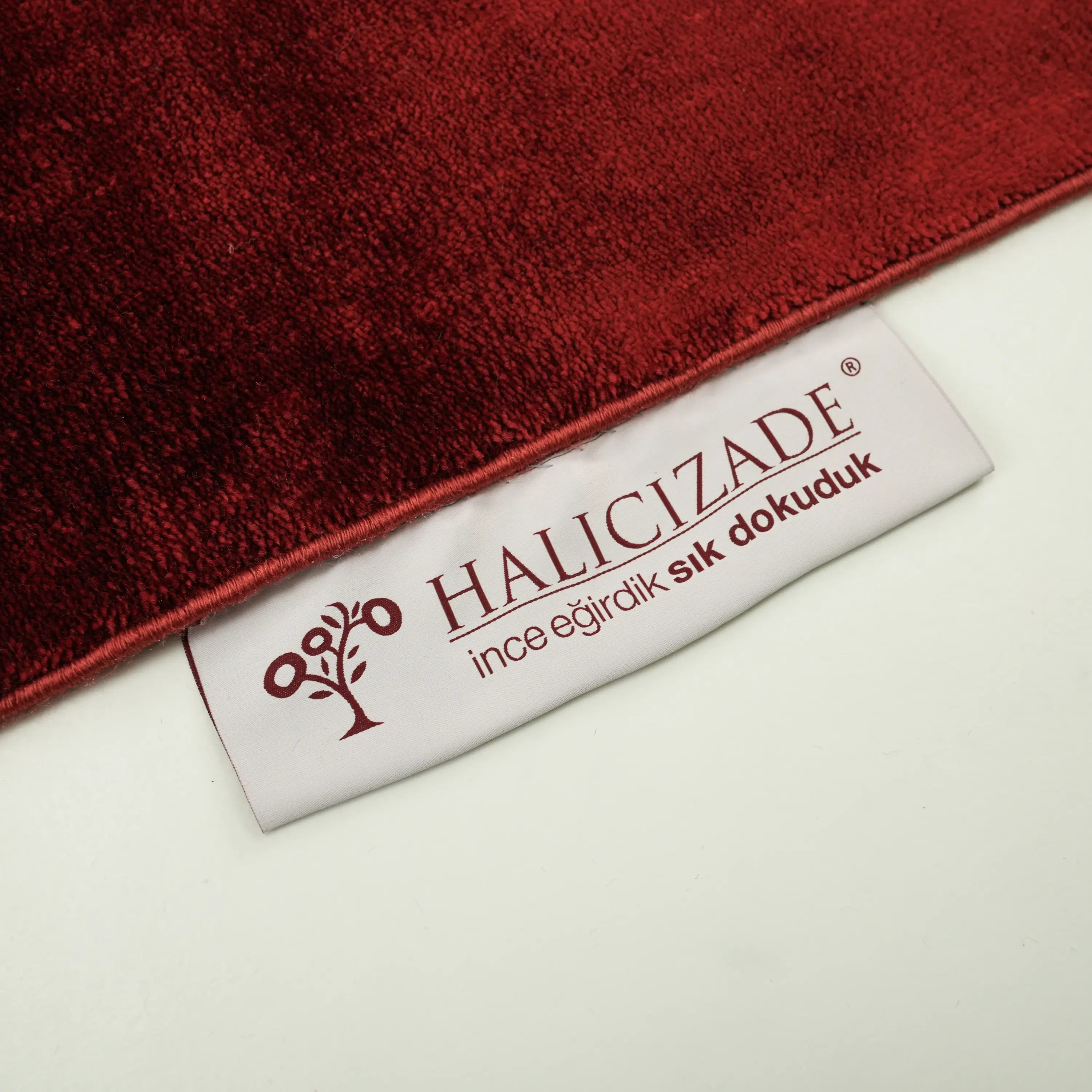 Sade Desenli Tencel Kırmızı Tezgah Dokuma Baş Başa Seccade