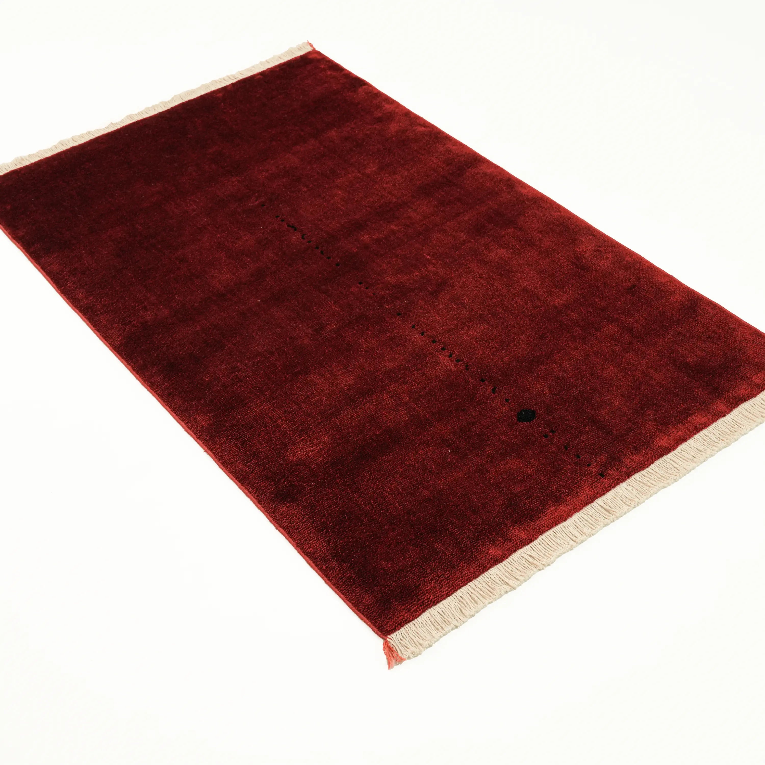 Sade Desenli Tencel Kırmızı Tezgah Dokuma Baş Başa Seccade