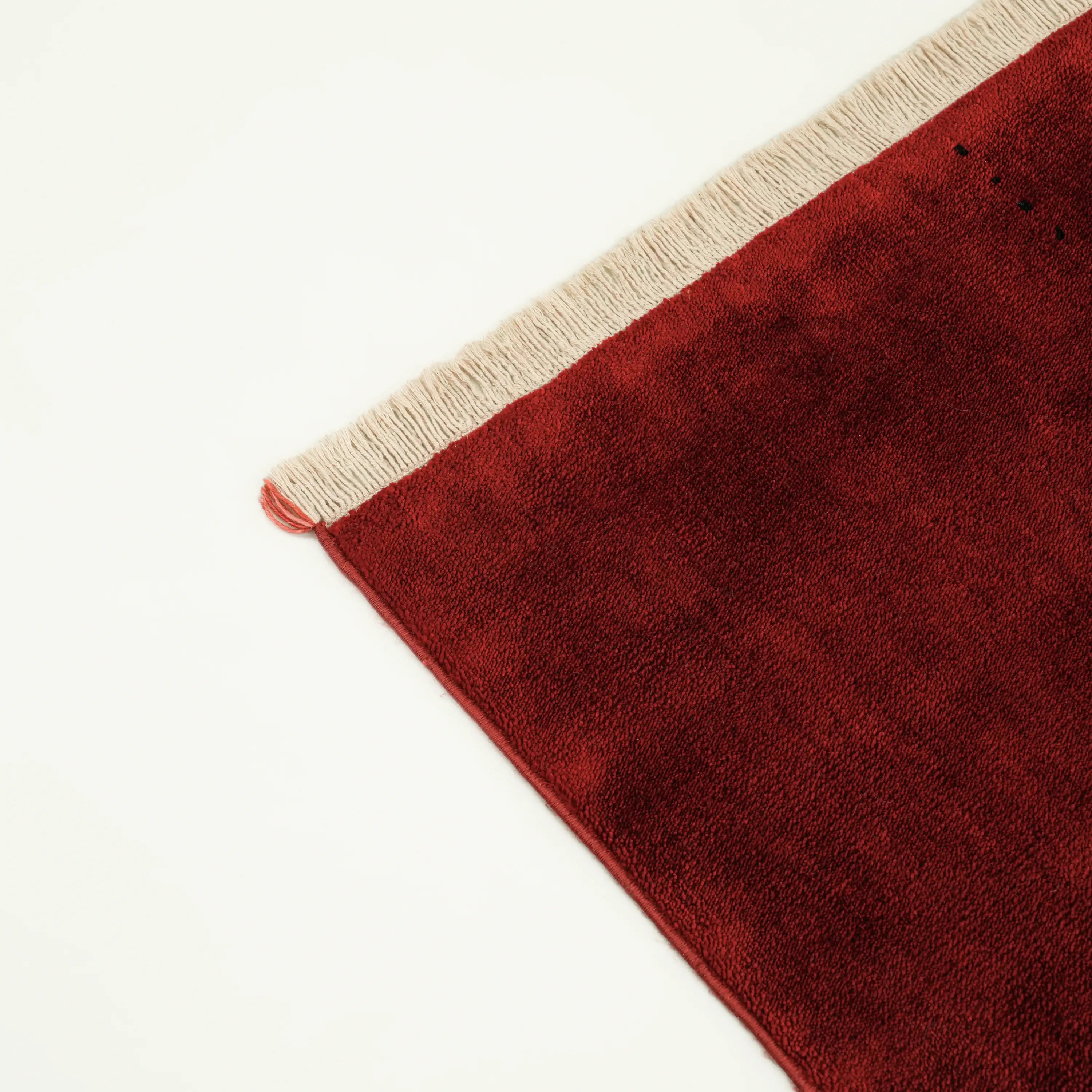 Sade Desenli Tencel Kırmızı Tezgah Dokuma Baş Başa Seccade