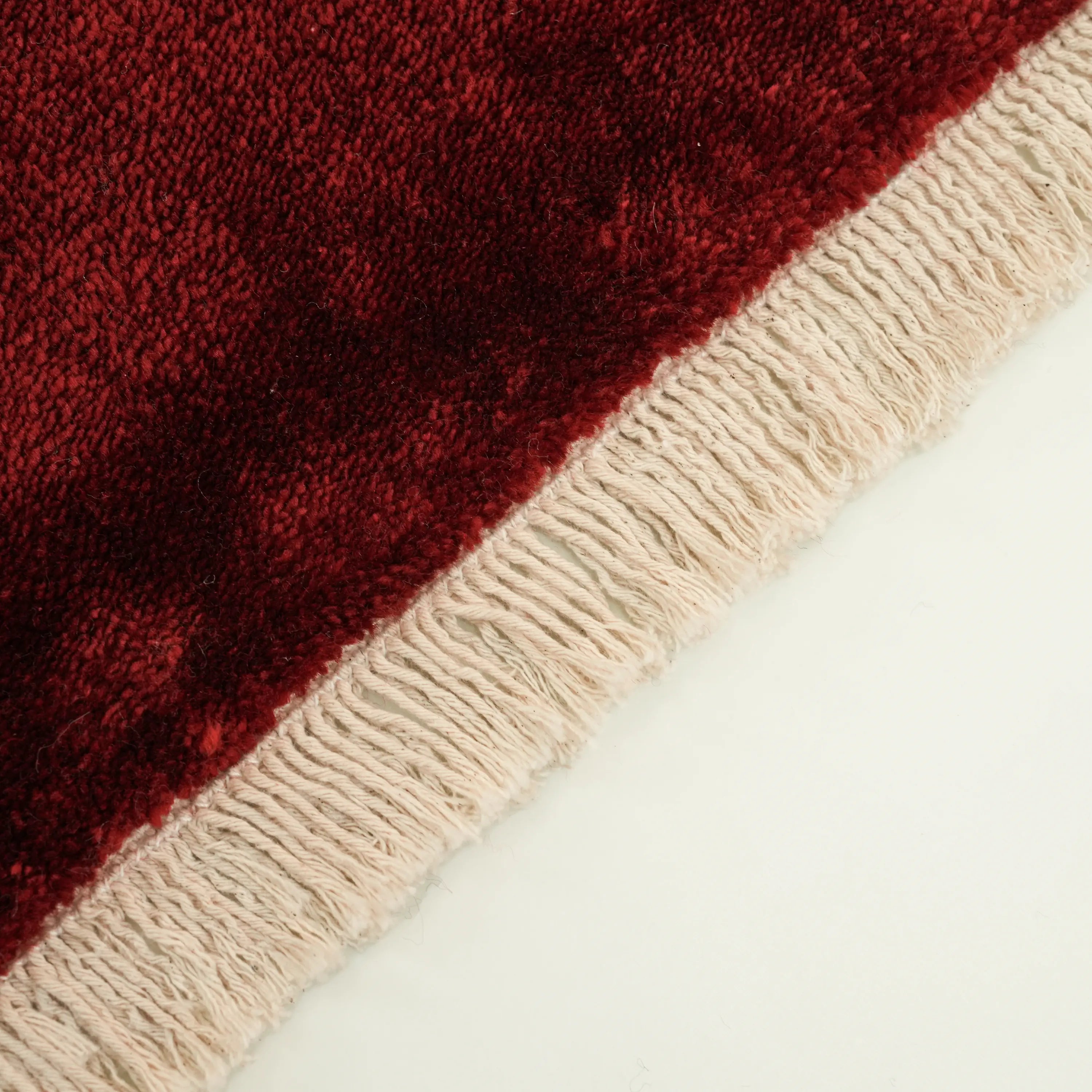 Sade Desenli Tencel Kırmızı Tezgah Dokuma Baş Başa Seccade