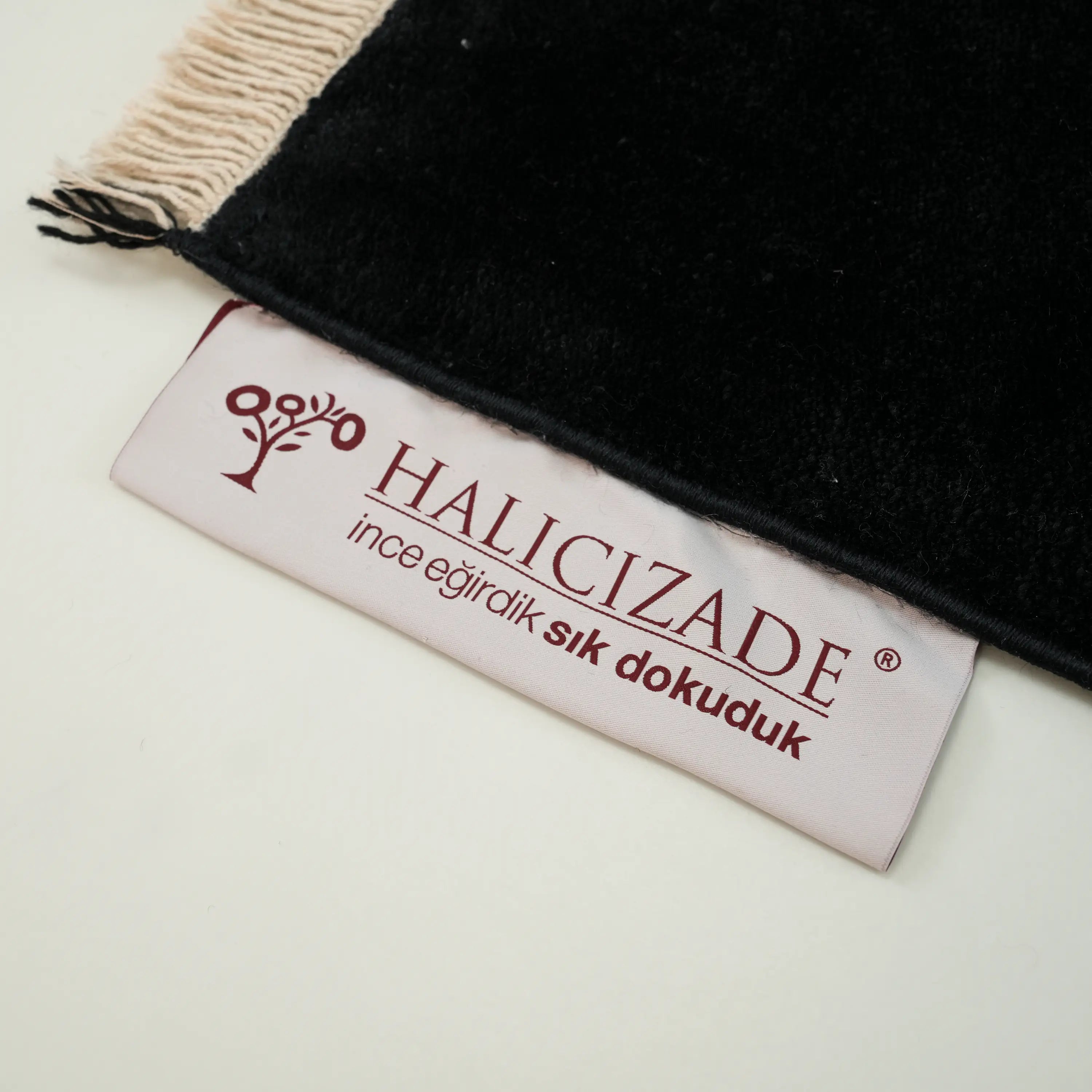 Plain Patterned Tencel Black Loom Woven Prayer Rug Rug