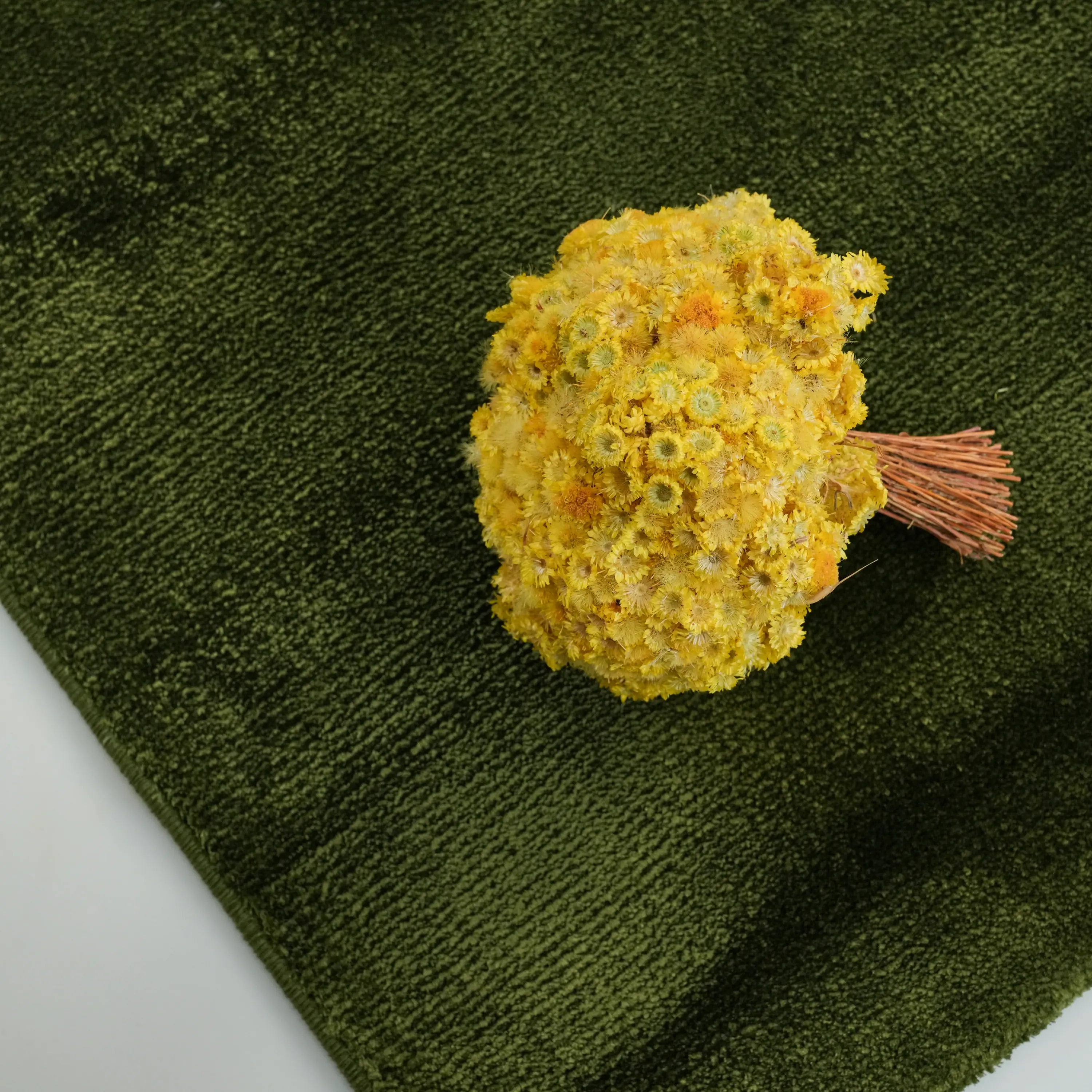 Plain Patterned Green Viscose Rug