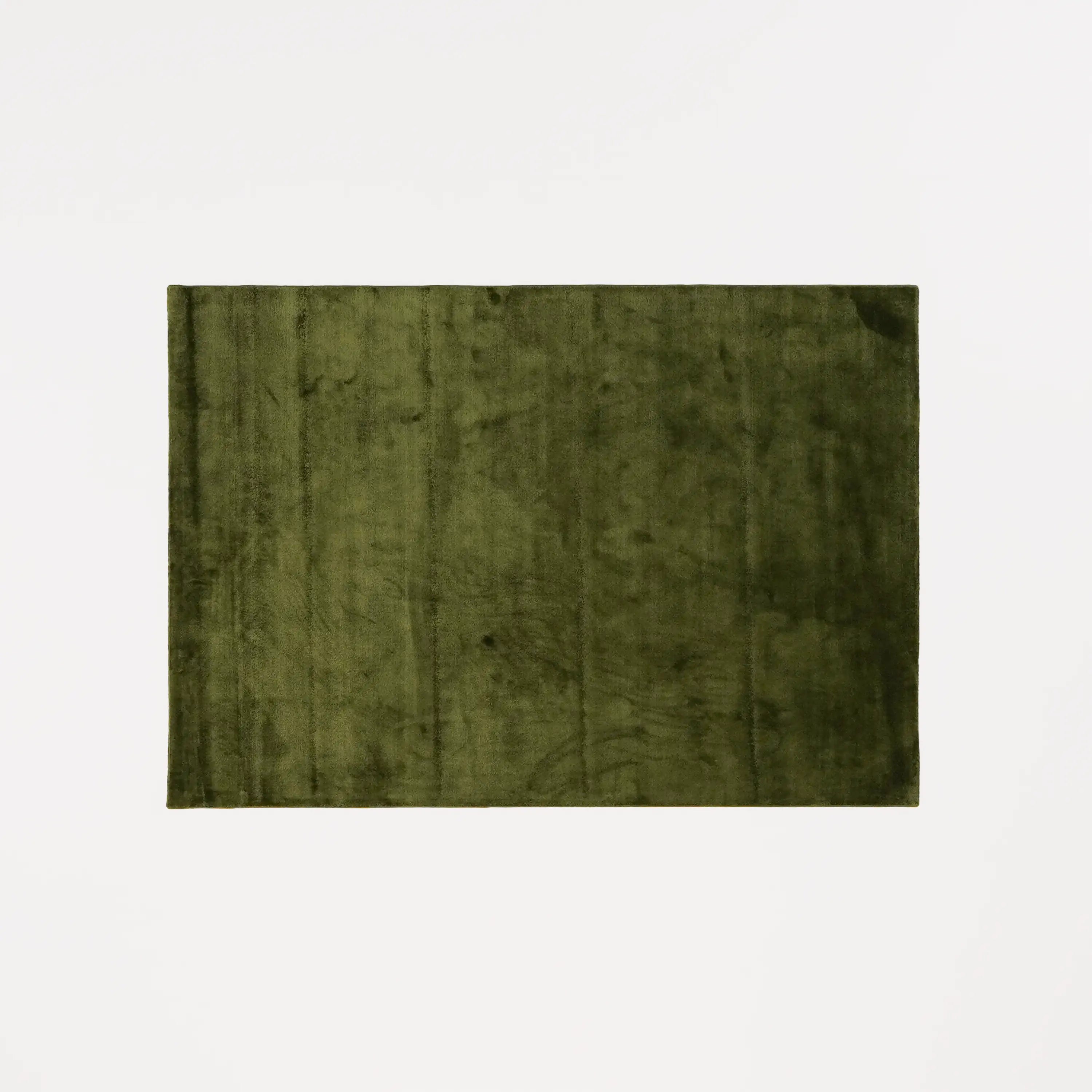 Plain Patterned Green Viscose Rug