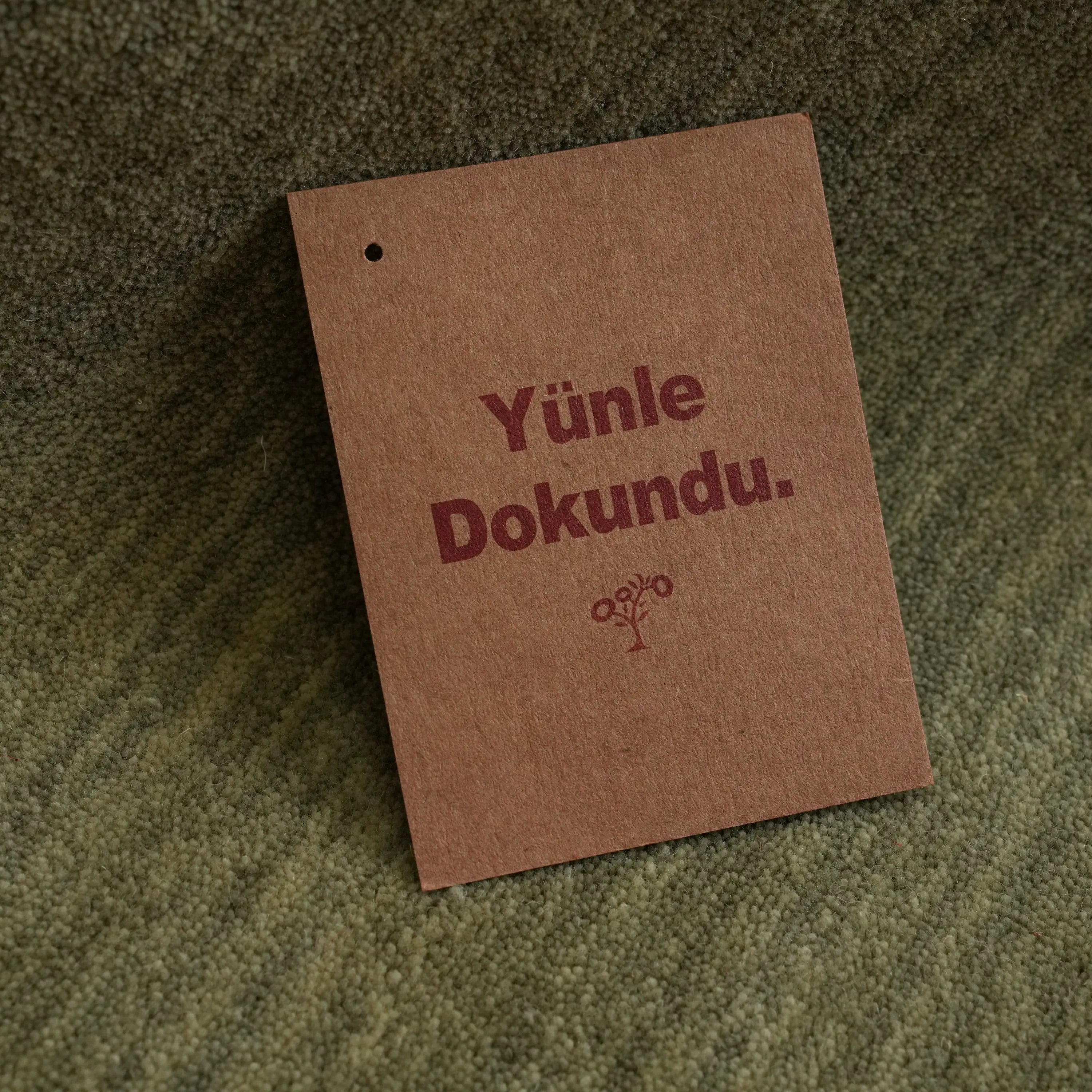 Simple Patterned Green Wool Loom Woven Rug