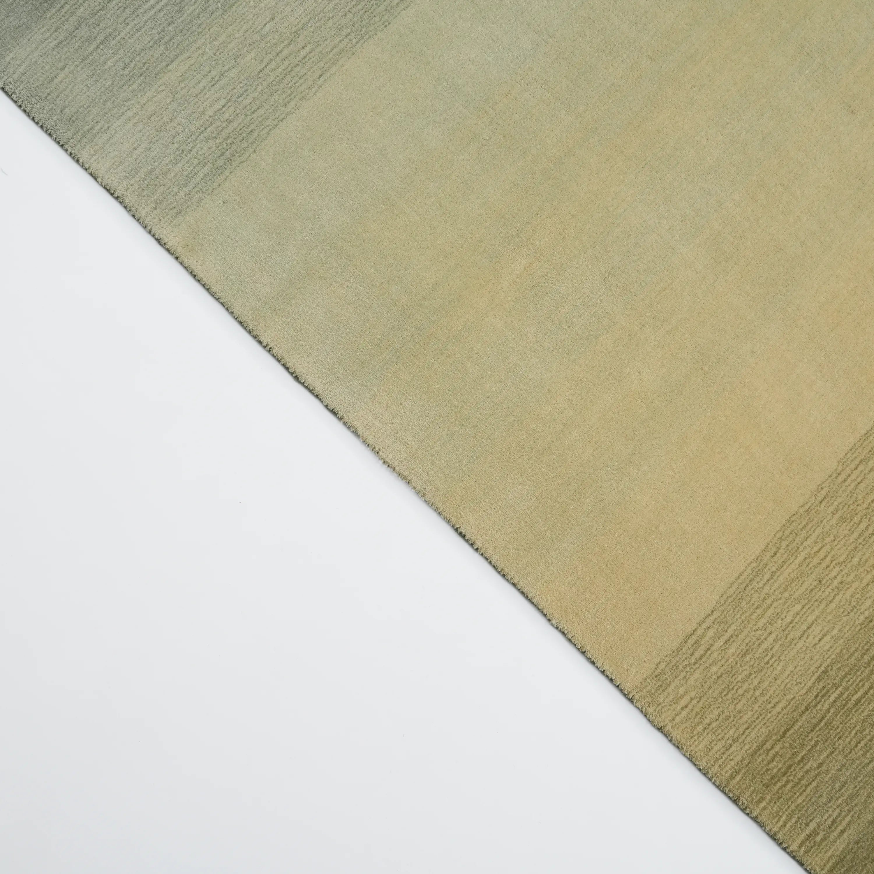 Simple Patterned Green Wool Loom Woven Rug