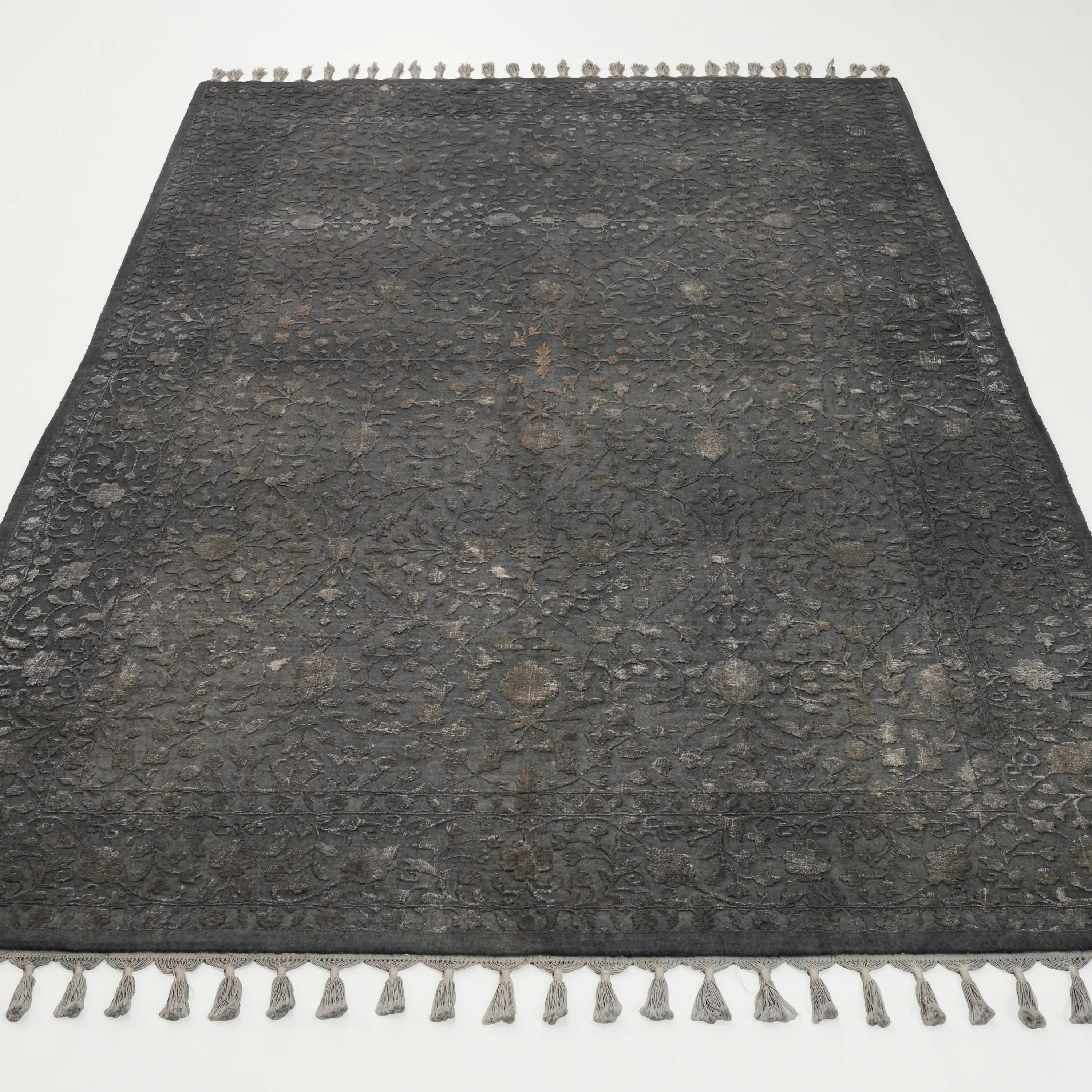 Safir Serisi El Dokuma Uşak Desenli Antrasit Yün Halı