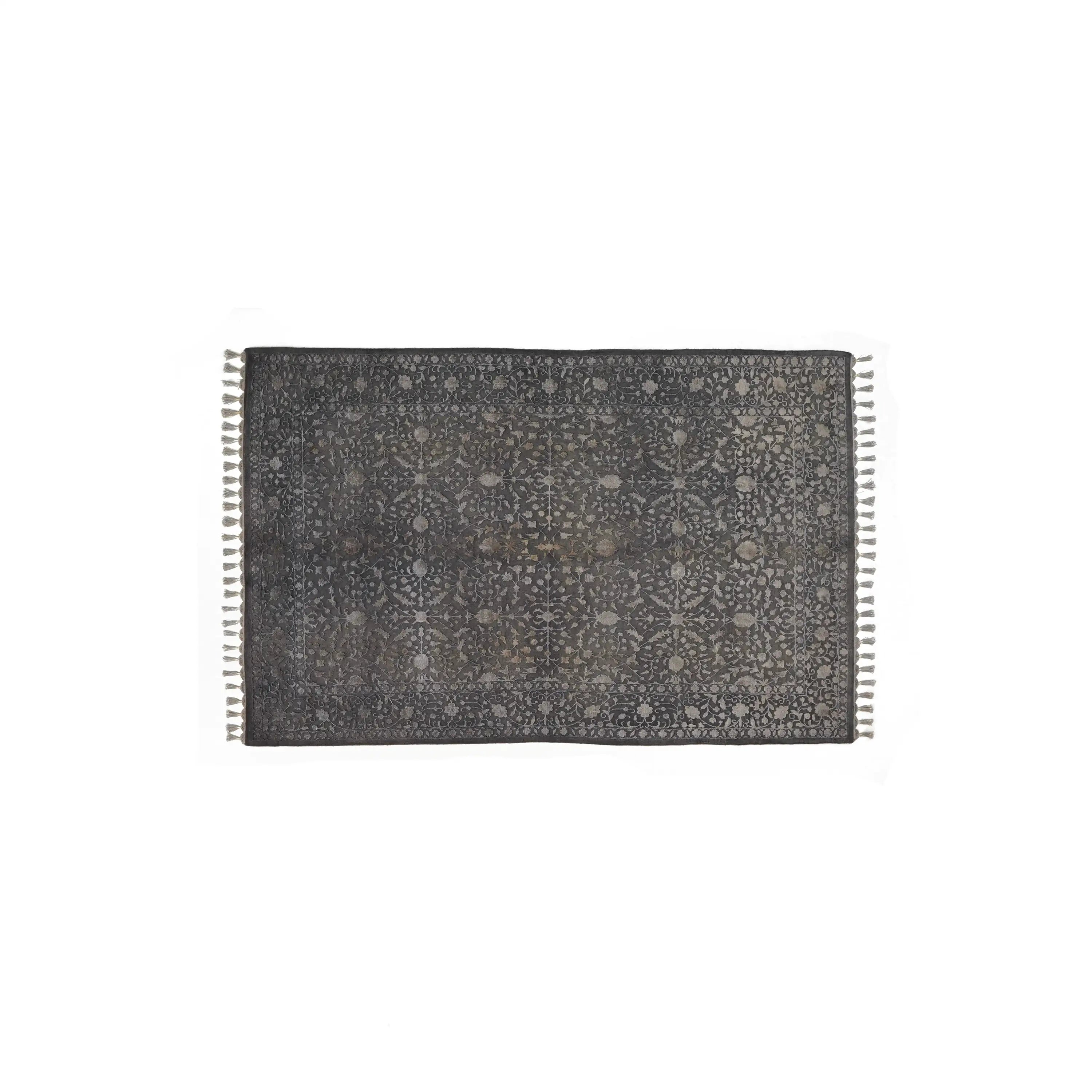 Safir Serisi El Dokuma Uşak Desenli Antrasit Yün Halı