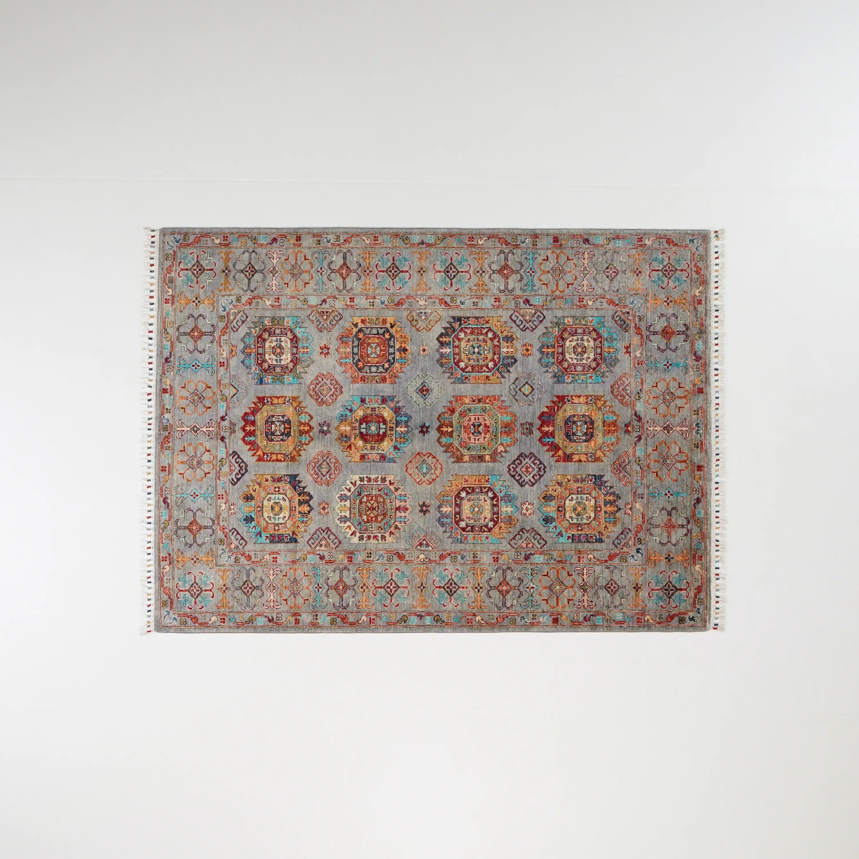Şahzade Series Handwoven Anatolian Patterned Gray Wool Rug