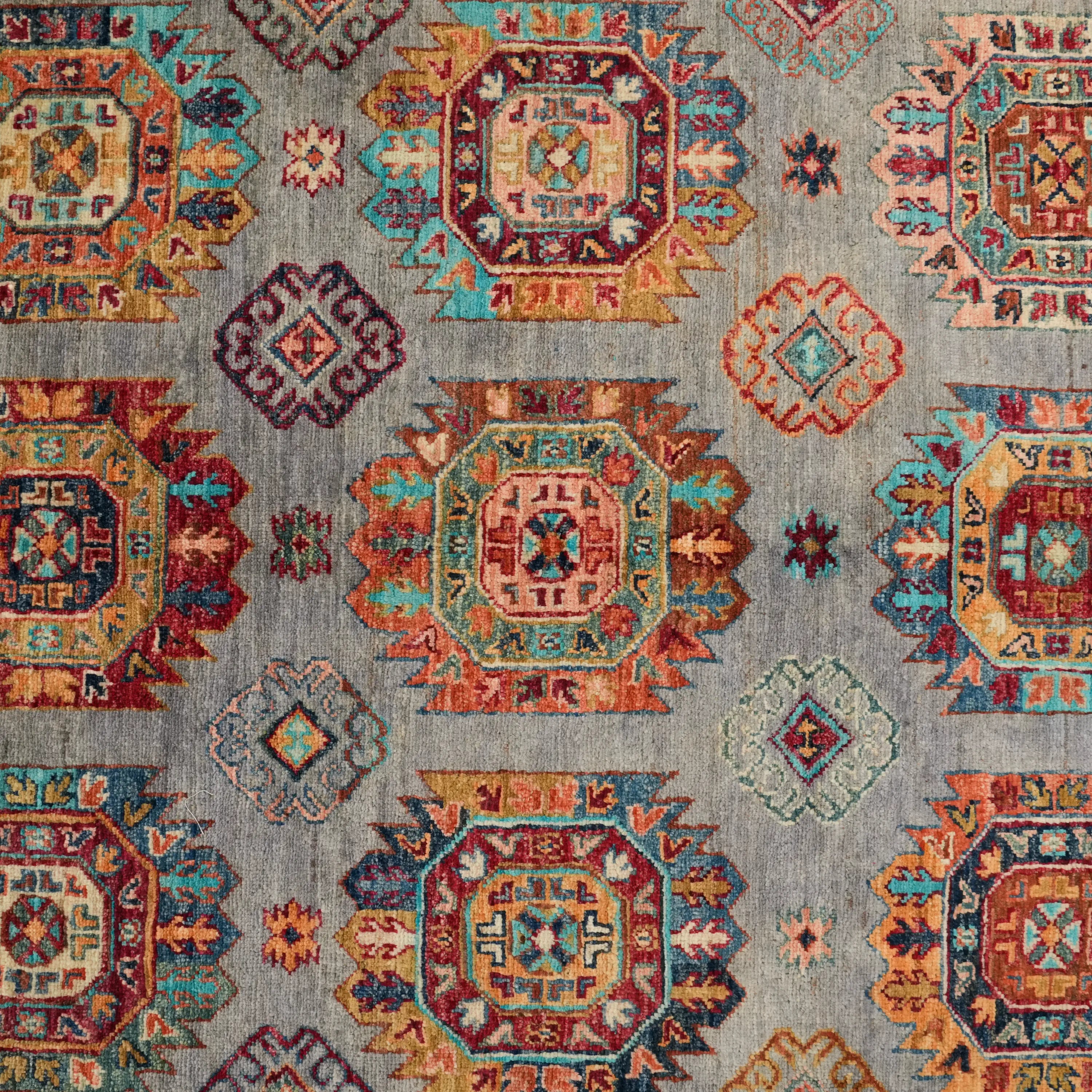 Şahzade Series Handwoven Anatolian Patterned Gray Wool Rug