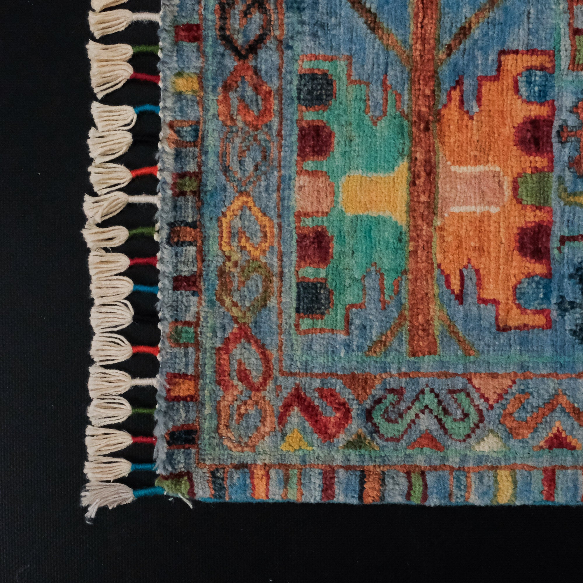 Şahzade Serisi El Dokuma Anadolu Desenli Yün Mavi Halı