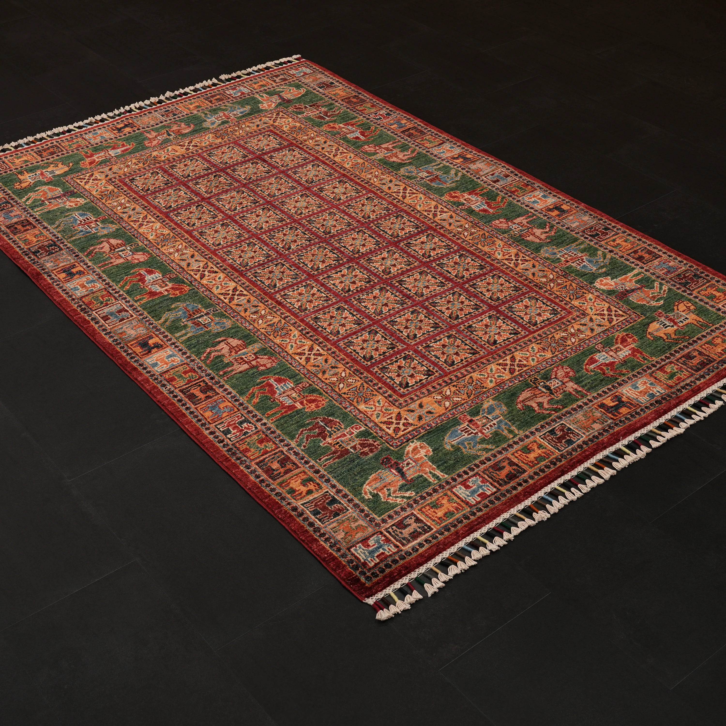 Şahzade Series Handwoven Pazırık Patterned colorful Wool Rug