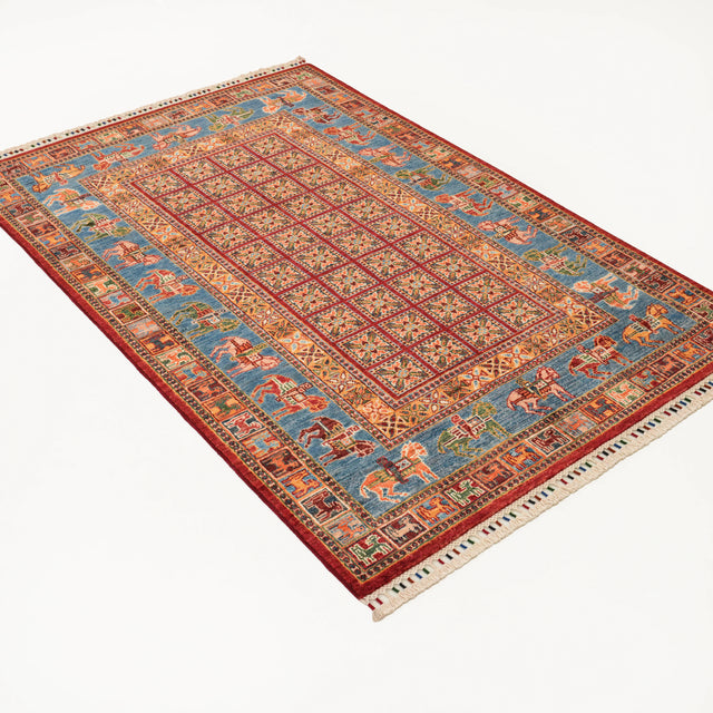 Multicolor Pazyryk-Pattern Handwoven Wool Rug, Şahzade Series, 127×187 cm Halıcızade