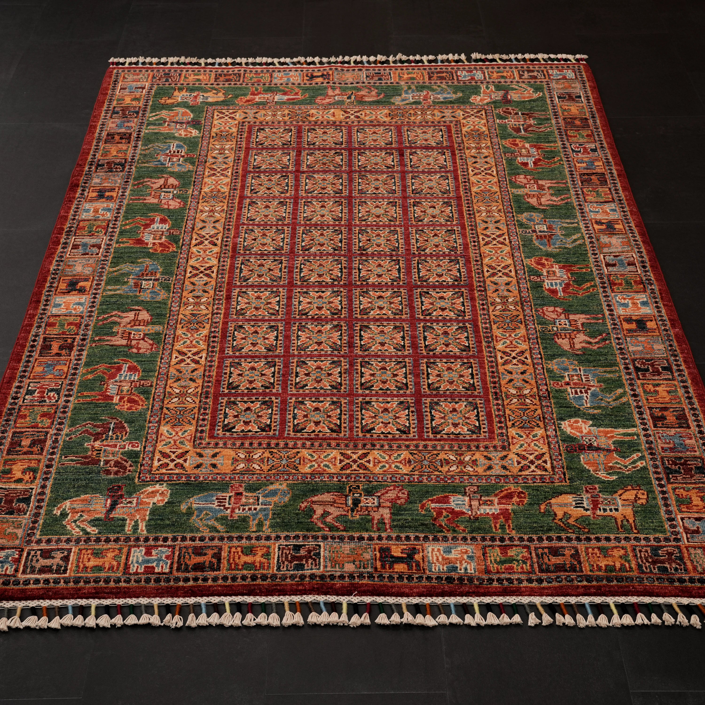 Şahzade Series Handwoven Pazırık Patterned colorful Wool Rug