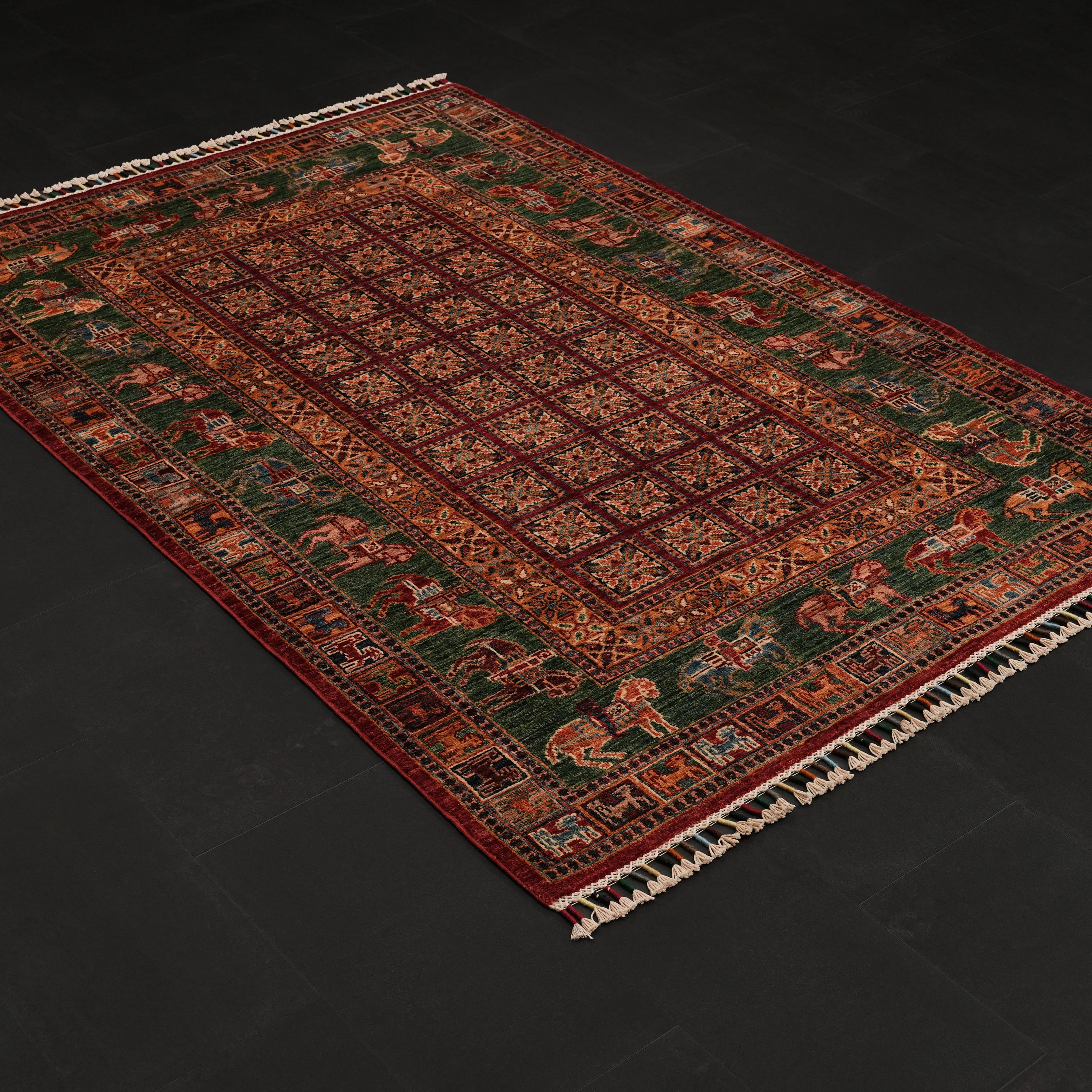 Şahzade Series Handwoven Pazırık Patterned colorful Wool Rug