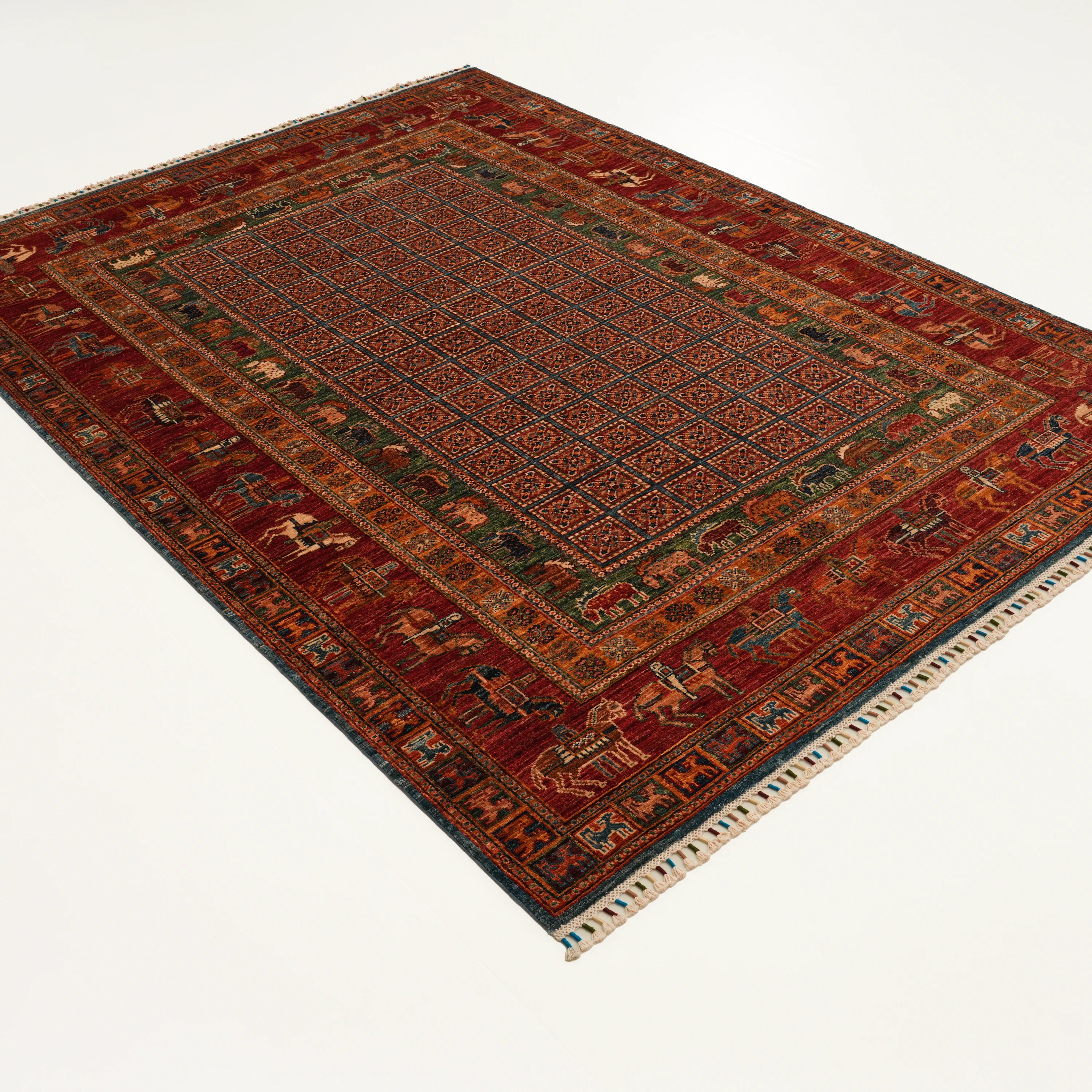 Şahzade Serisi El Dokuma Pazırık Desenli Rengarenk Yün Halı - 174x235 cm