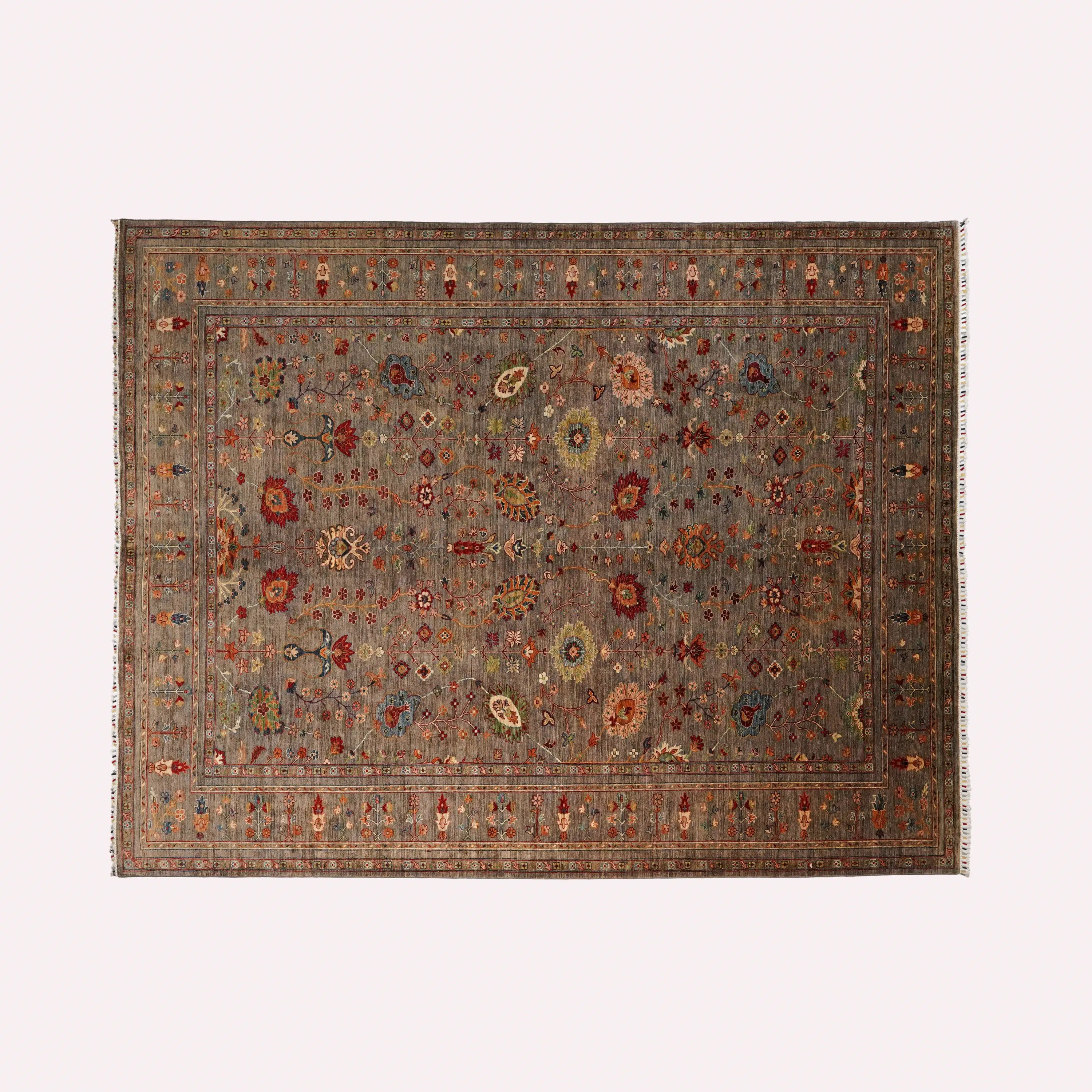 Şahzade Serisi El Dokuma Uşak Desenli Gri Yün Halı