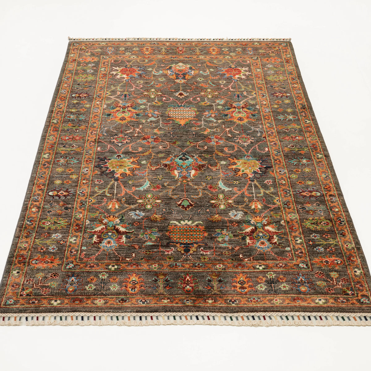 Gray Oushak-Pattern Handwoven Wool Rug, Şahzade Series
